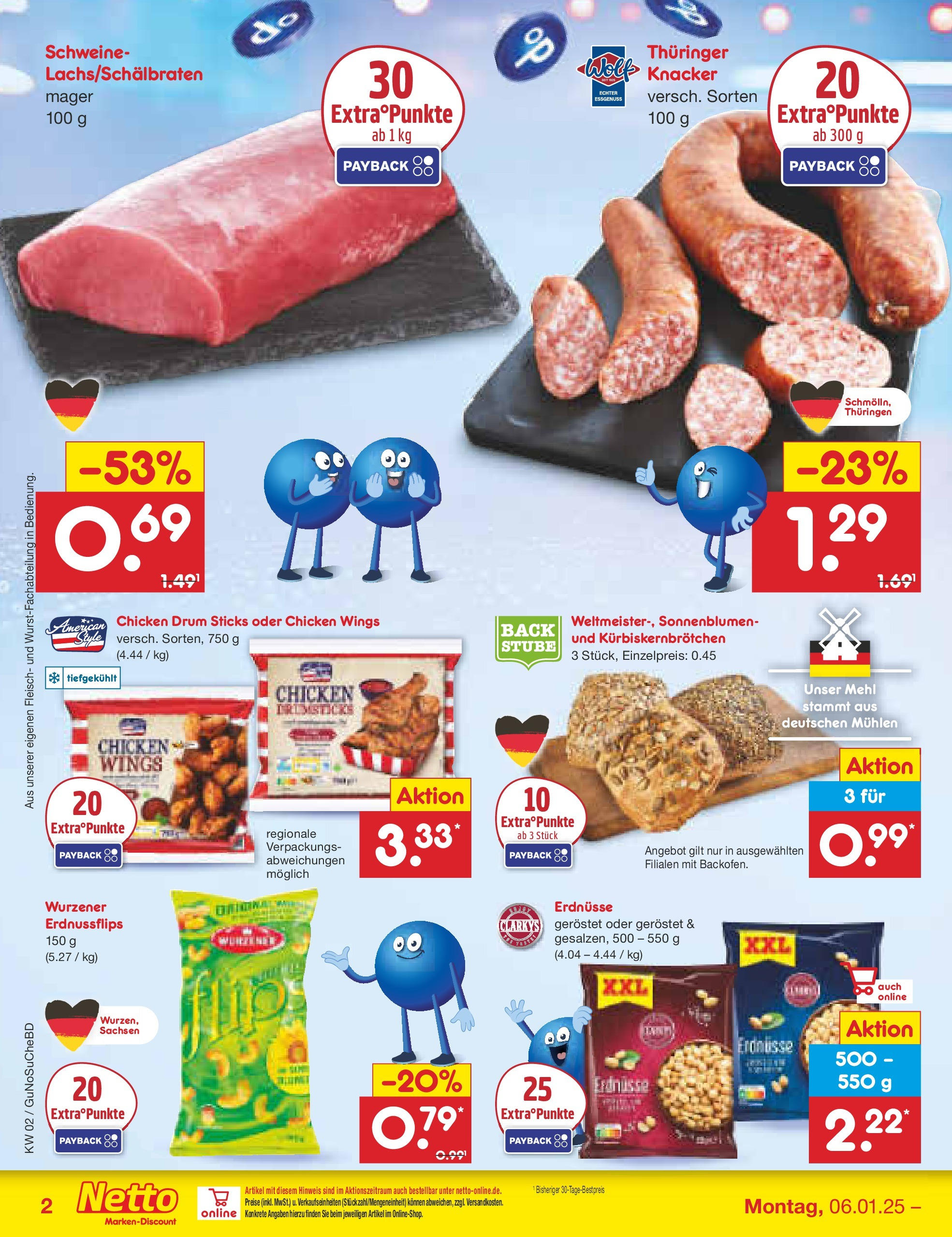 Netto Marken-Discount - Netto: Getränkeangebote (ab 06.01.2025) » Angebote | Seite: 2 | Produkte: Erdnüsse, Mehl, Fleisch