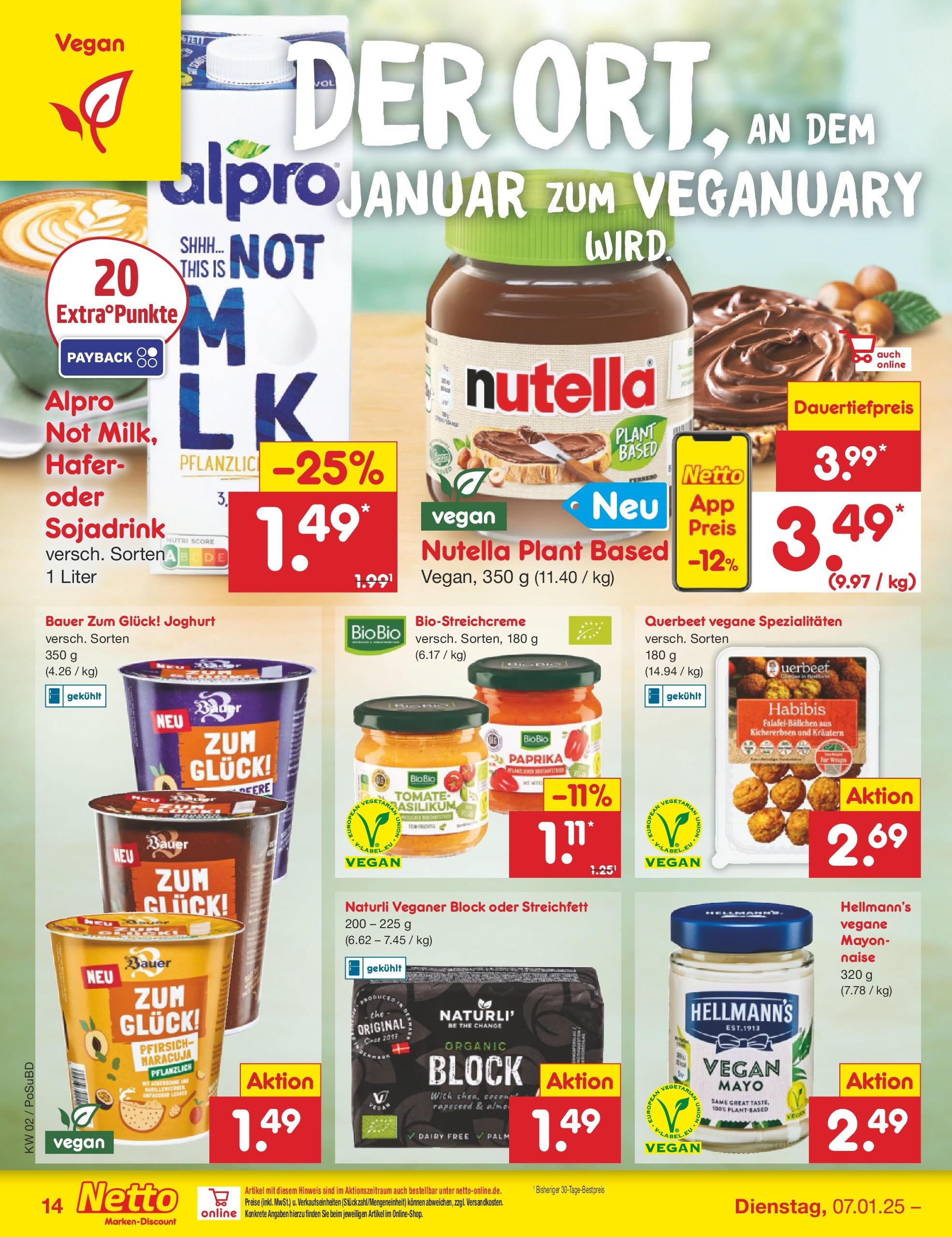 Netto Marken-Discount - Netto: Getränkeangebote (ab 06.01.2025) » Angebote | Seite: 14 | Produkte: Joghurt, Nutella, Paprika, Pfirsich