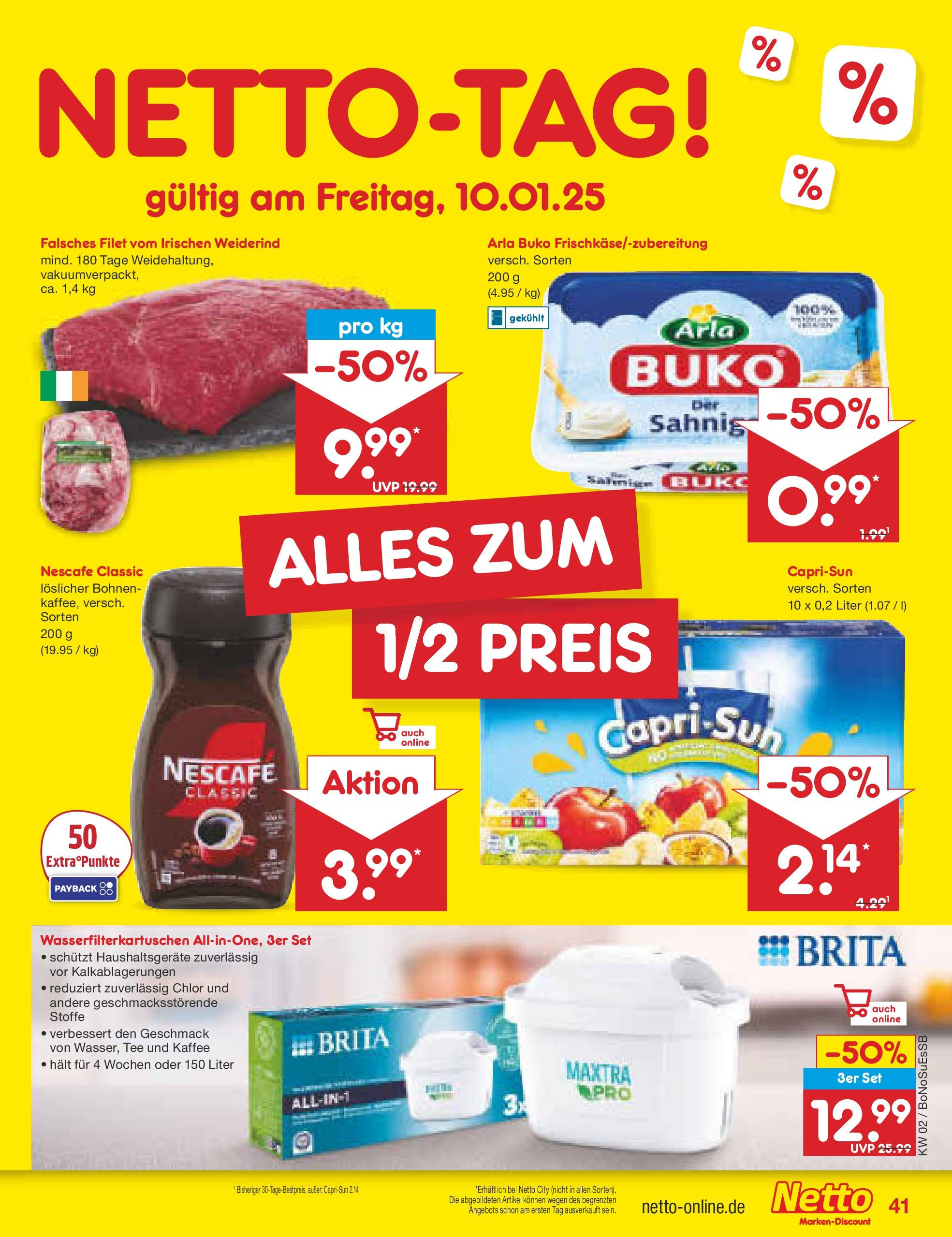 Netto Marken-Discount - Netto: Getränkeangebote (ab 06.01.2025) » Angebote | Seite: 57 | Produkte: Nescafe, Kaffee, Arla buko, Tee