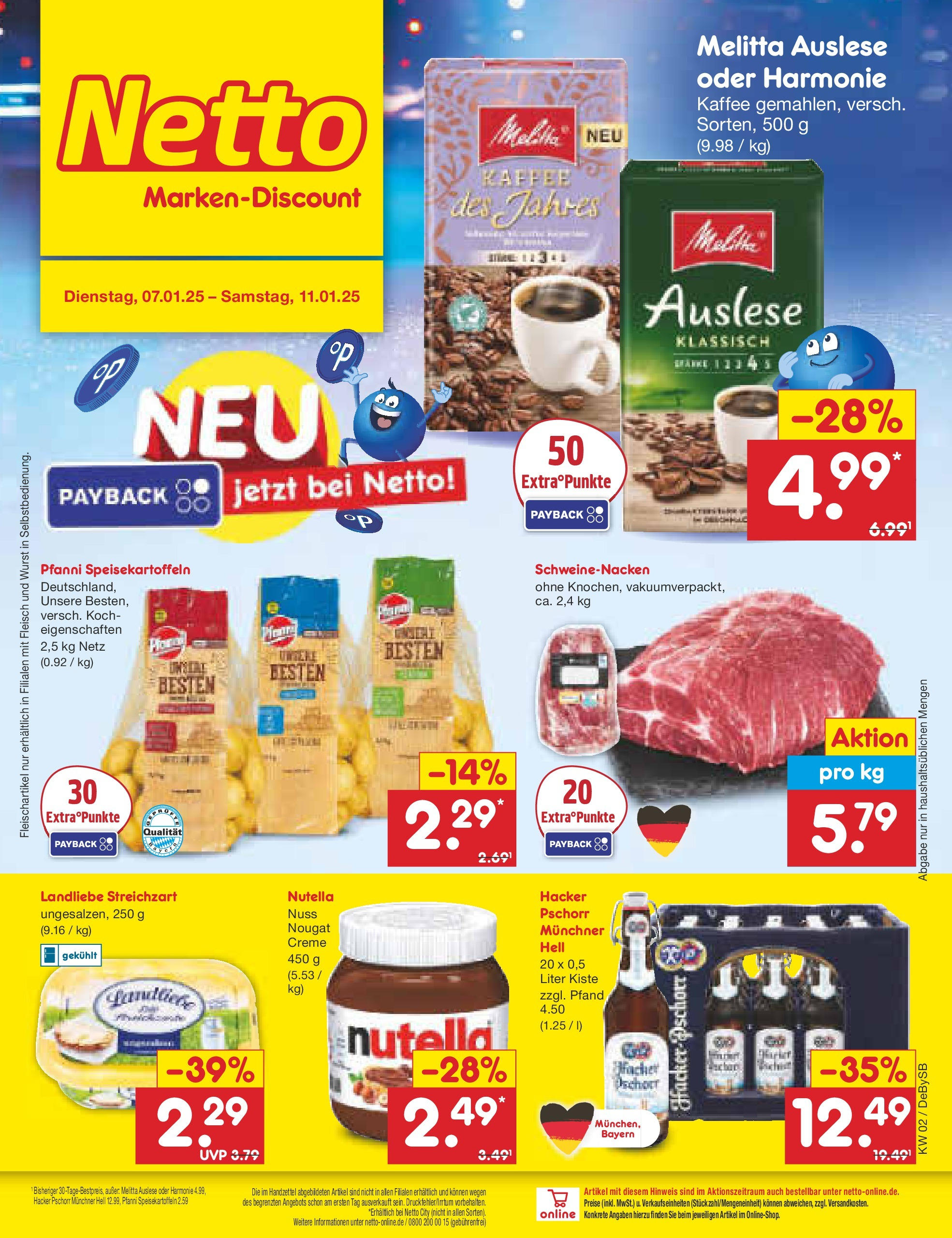 Netto Marken-Discount - Netto: Getränkeangebote (ab 06.01.2025) » Angebote | Seite: 1 | Produkte: Melitta, Kaffee, Creme, Fleisch