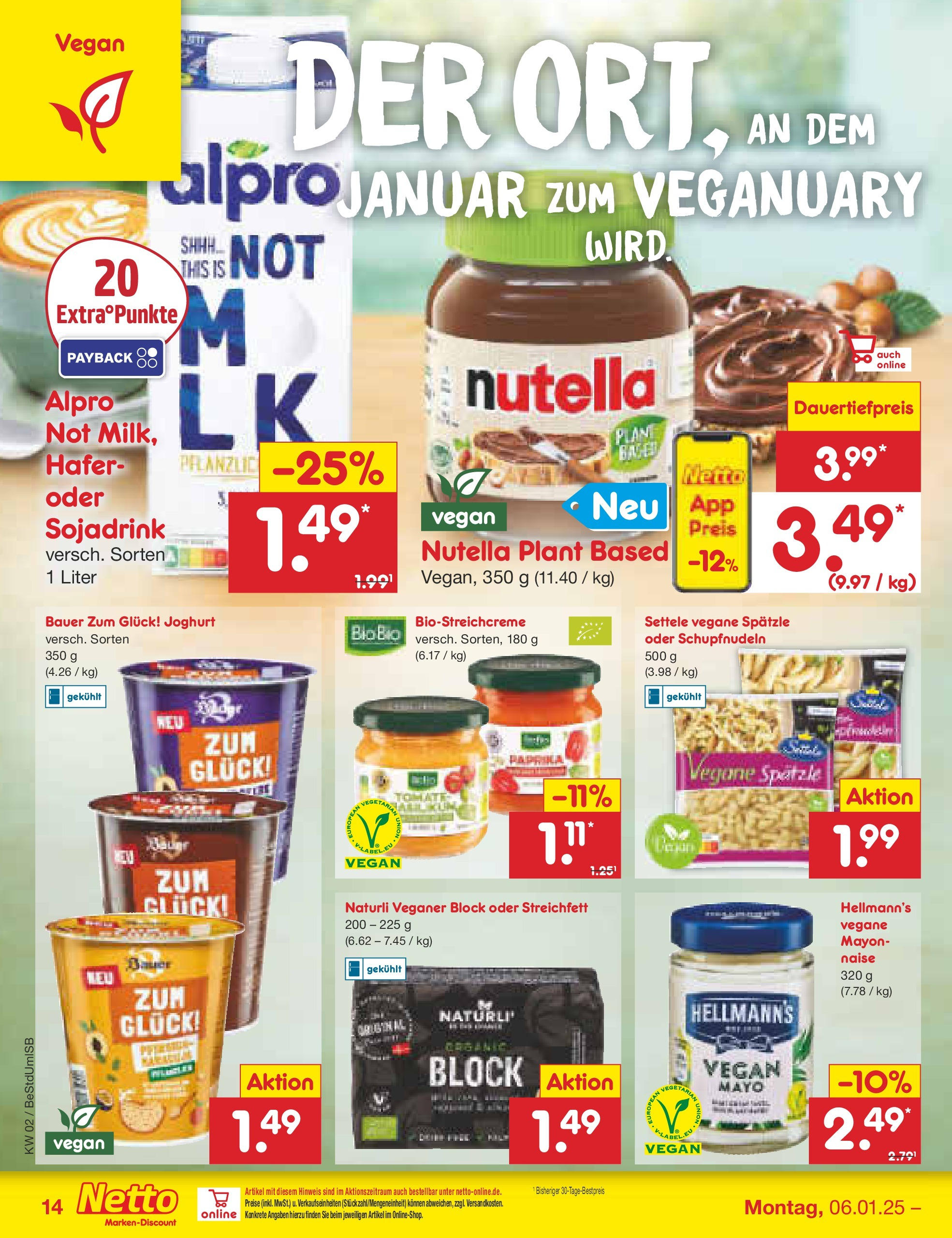 Netto Marken-Discount - Berlin, Corinthstraße 32 (ab 06.01.2025) » Angebote | Seite: 14 | Produkte: Joghurt, Nutella, Alpro