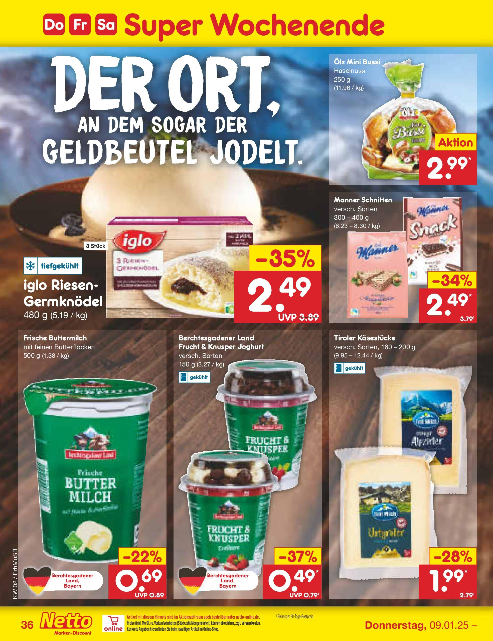 Netto Marken-Discount - Netto: Getränkeangebote (ab 06.01.2025) » Angebote | Seite: 52 | Produkte: Buttermilch, Milch, Butter, Joghurt