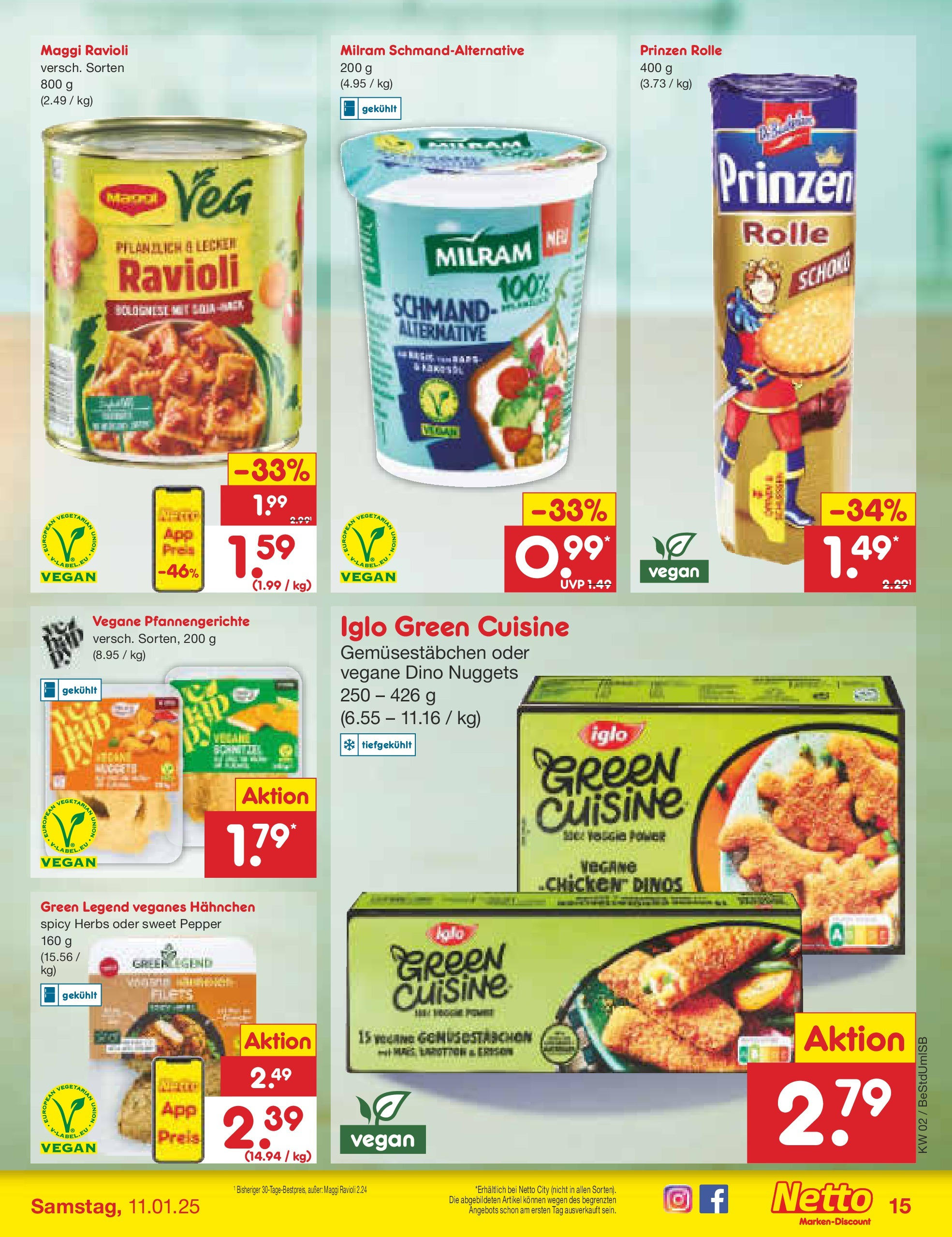 Netto Marken-Discount - Berlin, Corinthstraße 32 (ab 06.01.2025) » Angebote | Seite: 15 | Produkte: Hahnchen, Maggi, Iglo, Milram