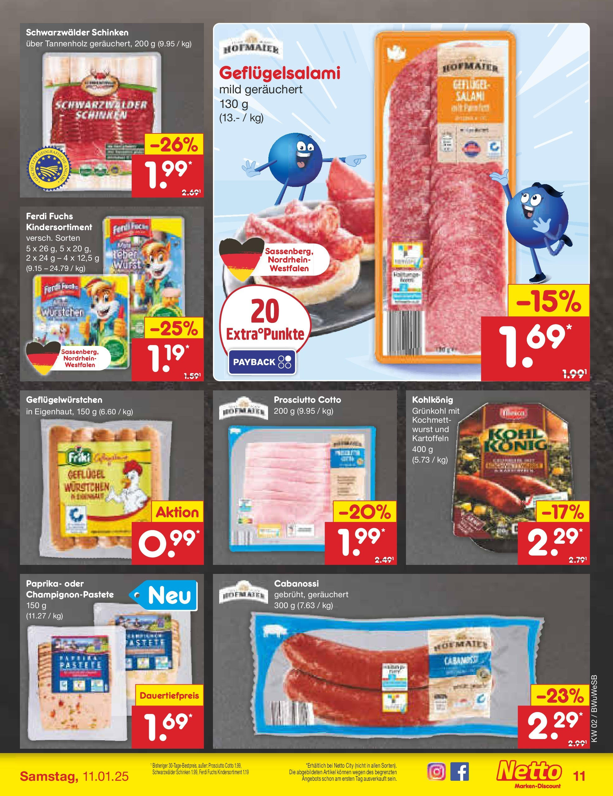 Netto Marken-Discount - Netto: Getränkeangebote (ab 06.01.2025) » Angebote | Seite: 11 | Produkte: Paprika, Wurst, Salami, Schinken