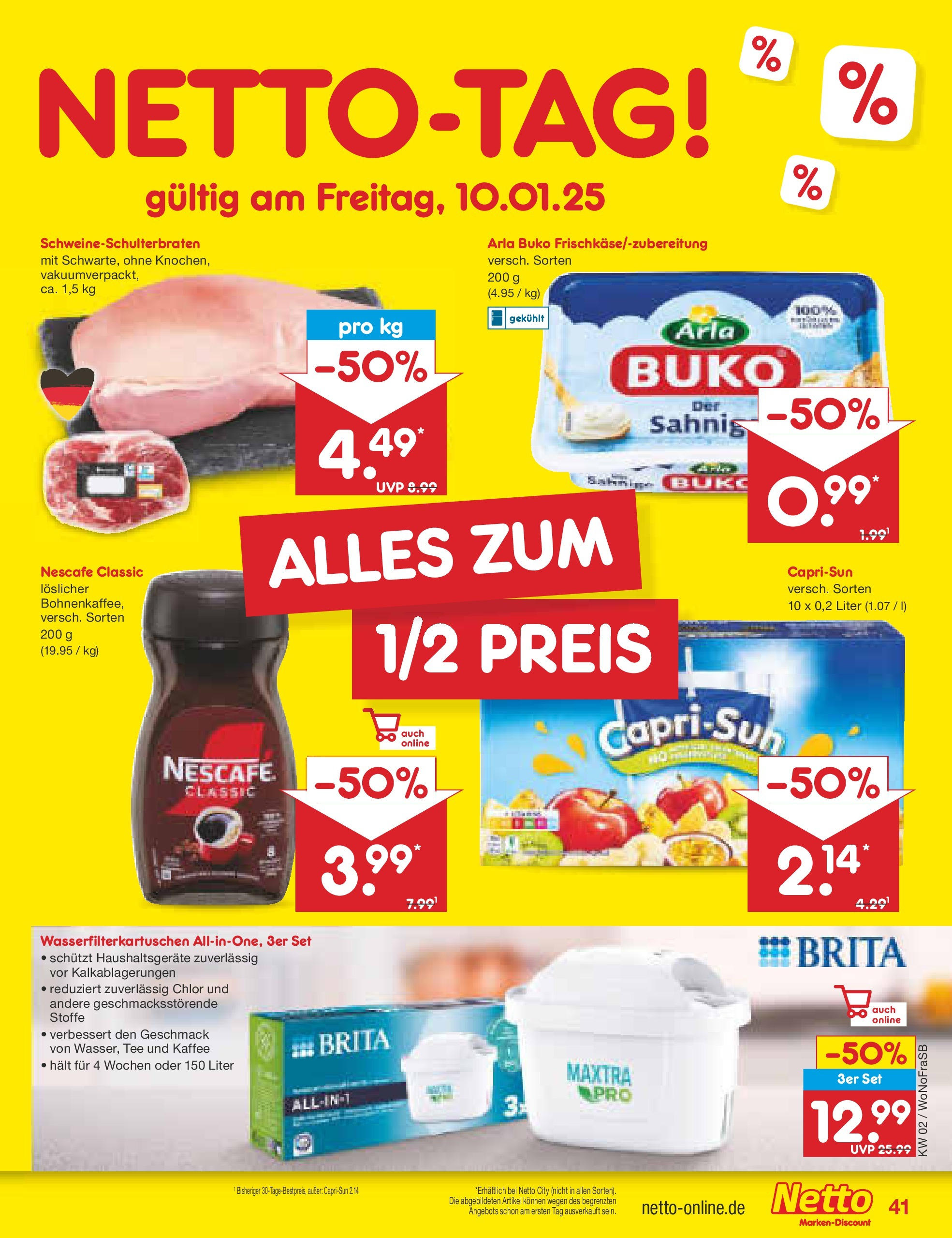 Netto Marken-Discount - Netto: Getränkeangebote (ab 06.01.2025) » Angebote | Seite: 57 | Produkte: Nescafe, Nescafe classic, Arla buko, Tee