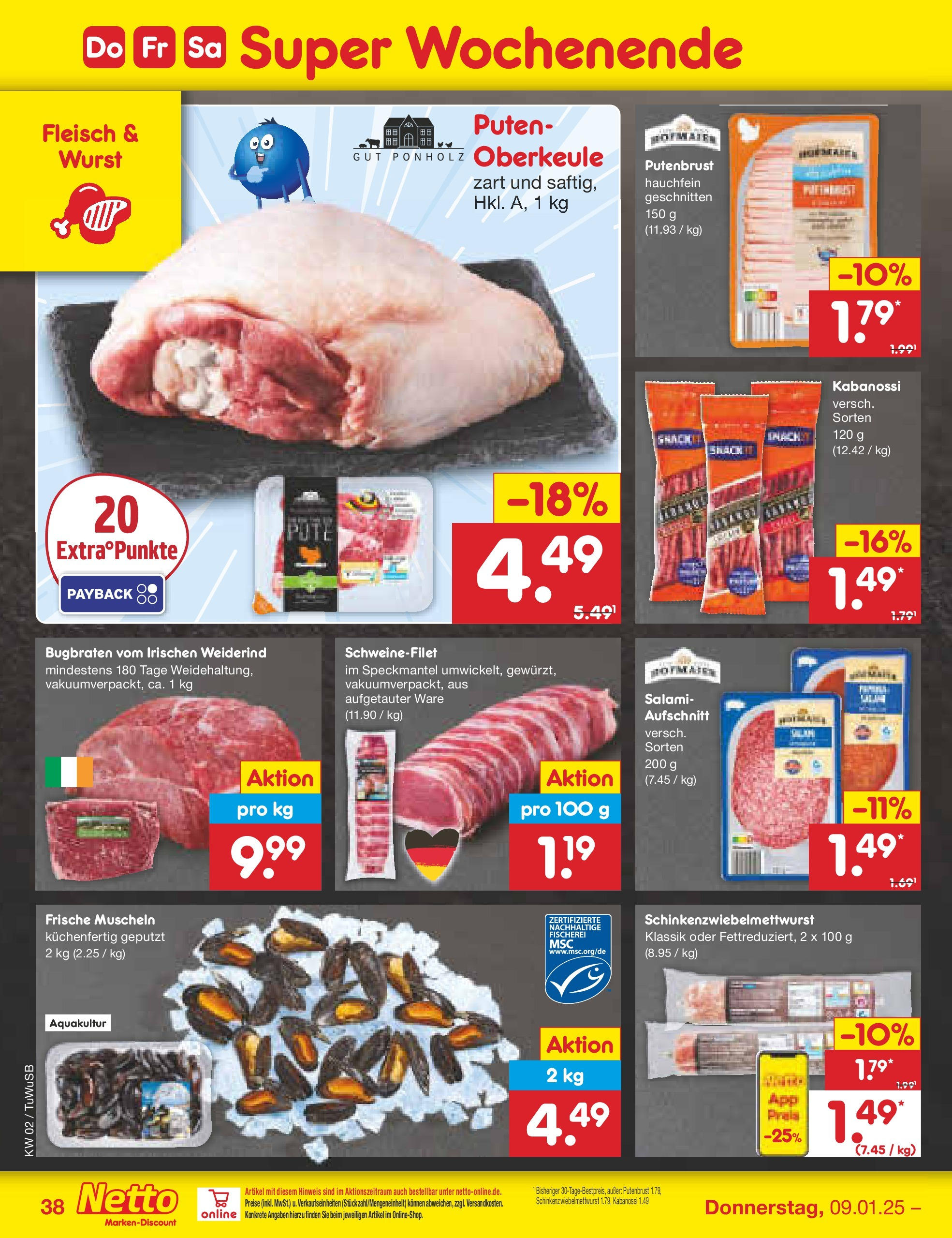 Netto Marken-Discount - Netto: Getränkeangebote (ab 06.01.2025) » Angebote | Seite: 54 | Produkte: Schweinefilet, Wurst, Salami, Fleisch