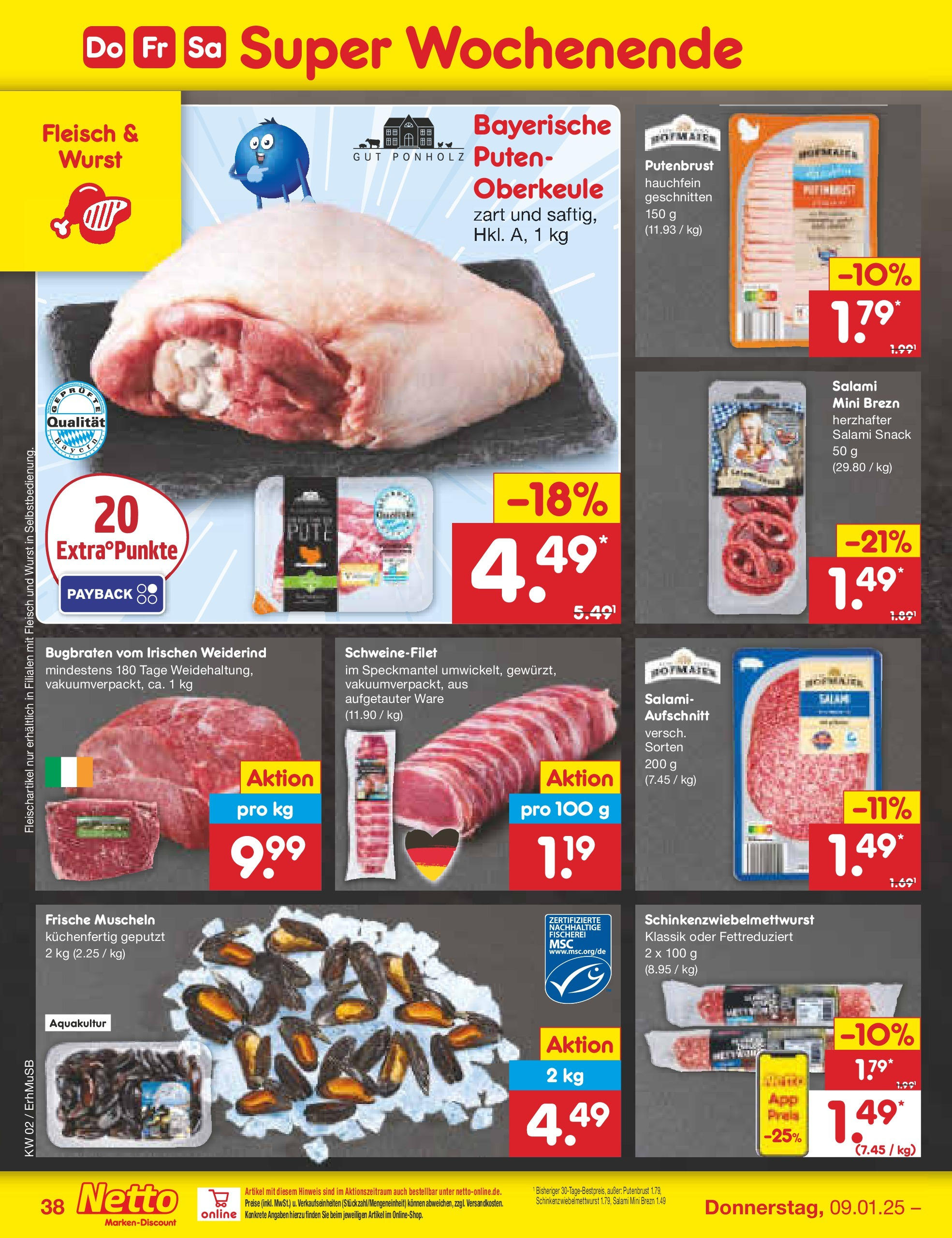 Netto Marken-Discount - Netto: Getränkeangebote (ab 06.01.2025) » Angebote | Seite: 54 | Produkte: Schweinefilet, Wurst, Salami, Fleisch