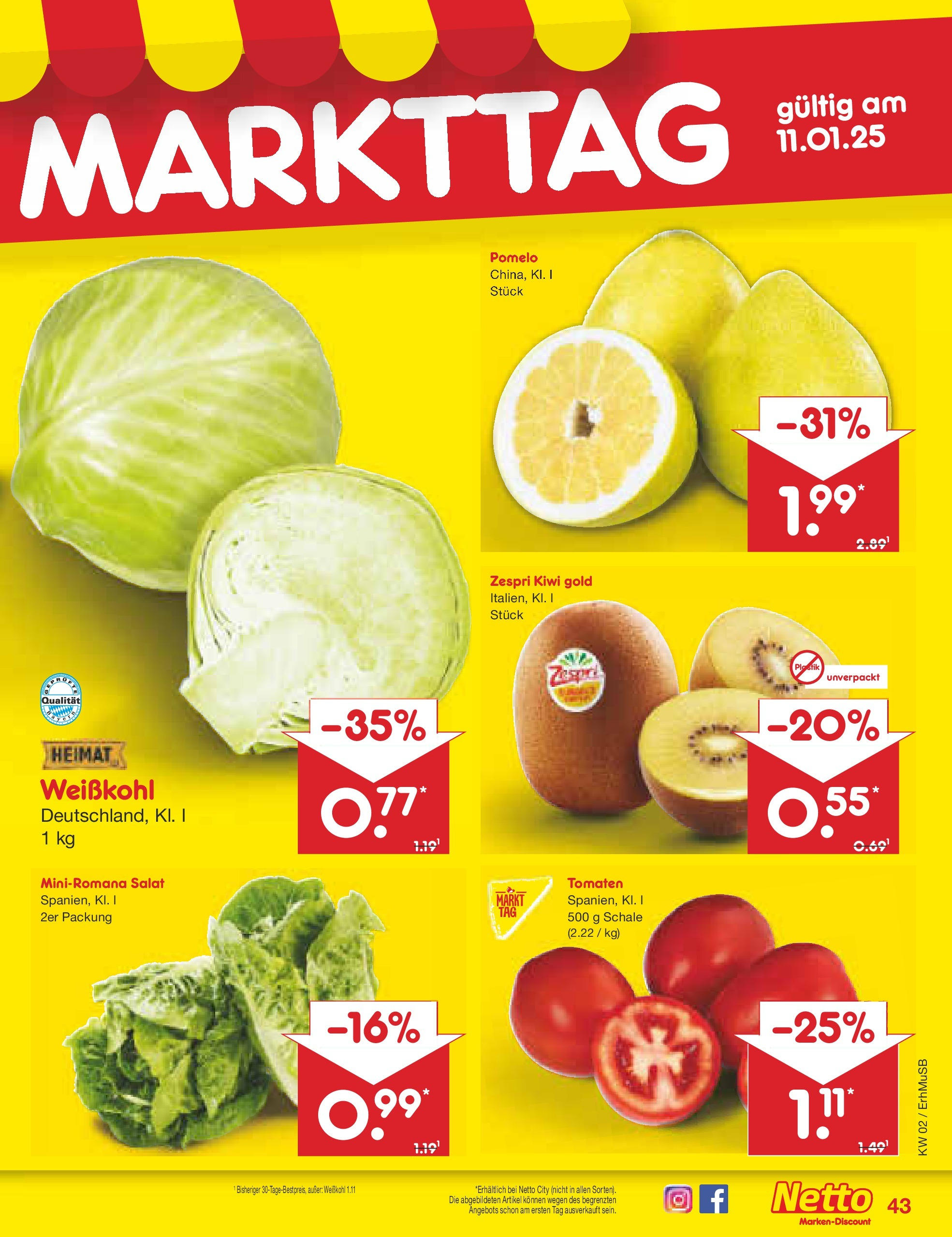 Netto Marken-Discount - Netto: Getränkeangebote (ab 06.01.2025) » Angebote | Seite: 59 | Produkte: Tomaten, Kiwi, Salat