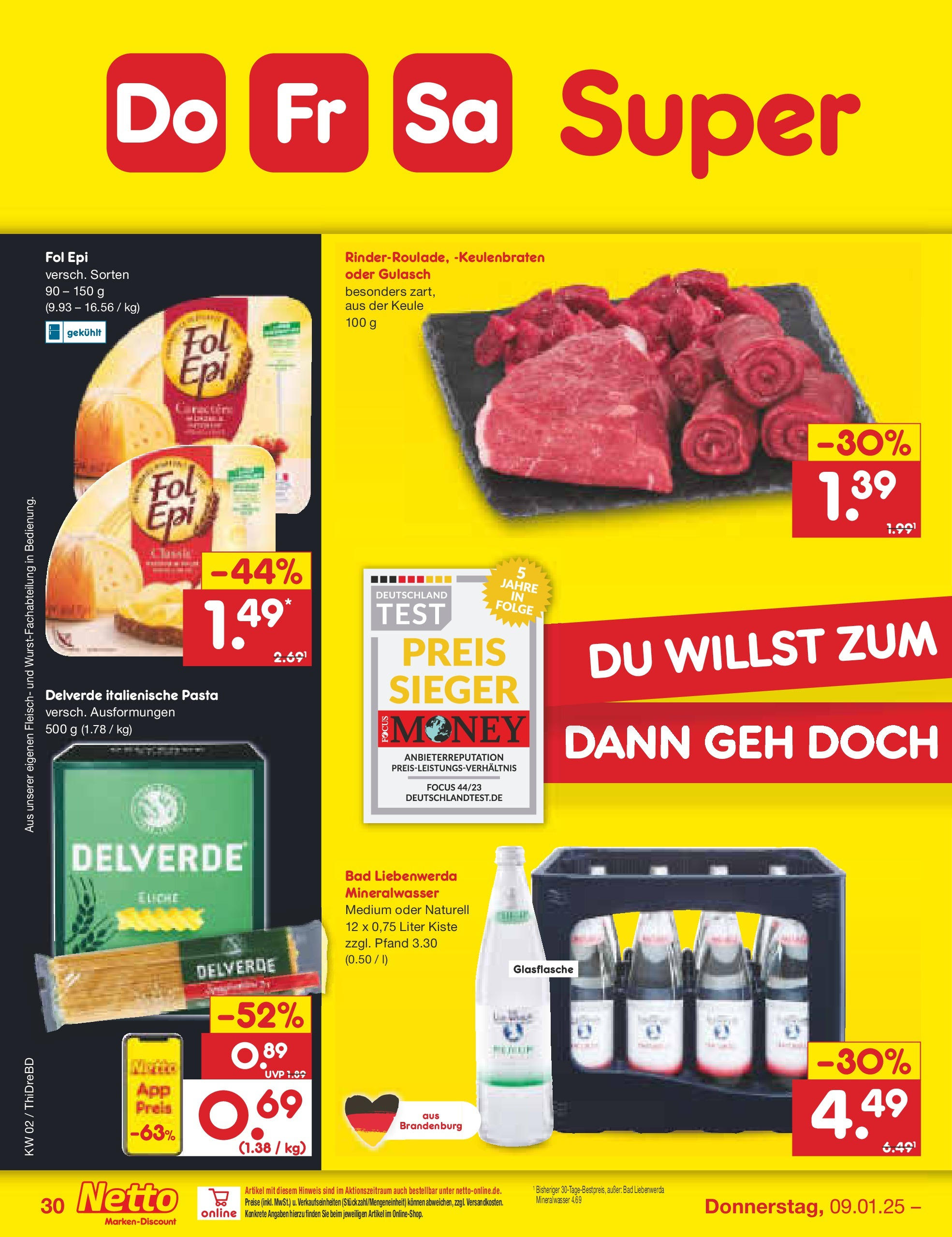 Netto Marken-Discount - Netto: Getränkeangebote (ab 06.01.2025) » Angebote | Seite: 44 | Produkte: Bad, Gulasch, Pasta, Fleisch