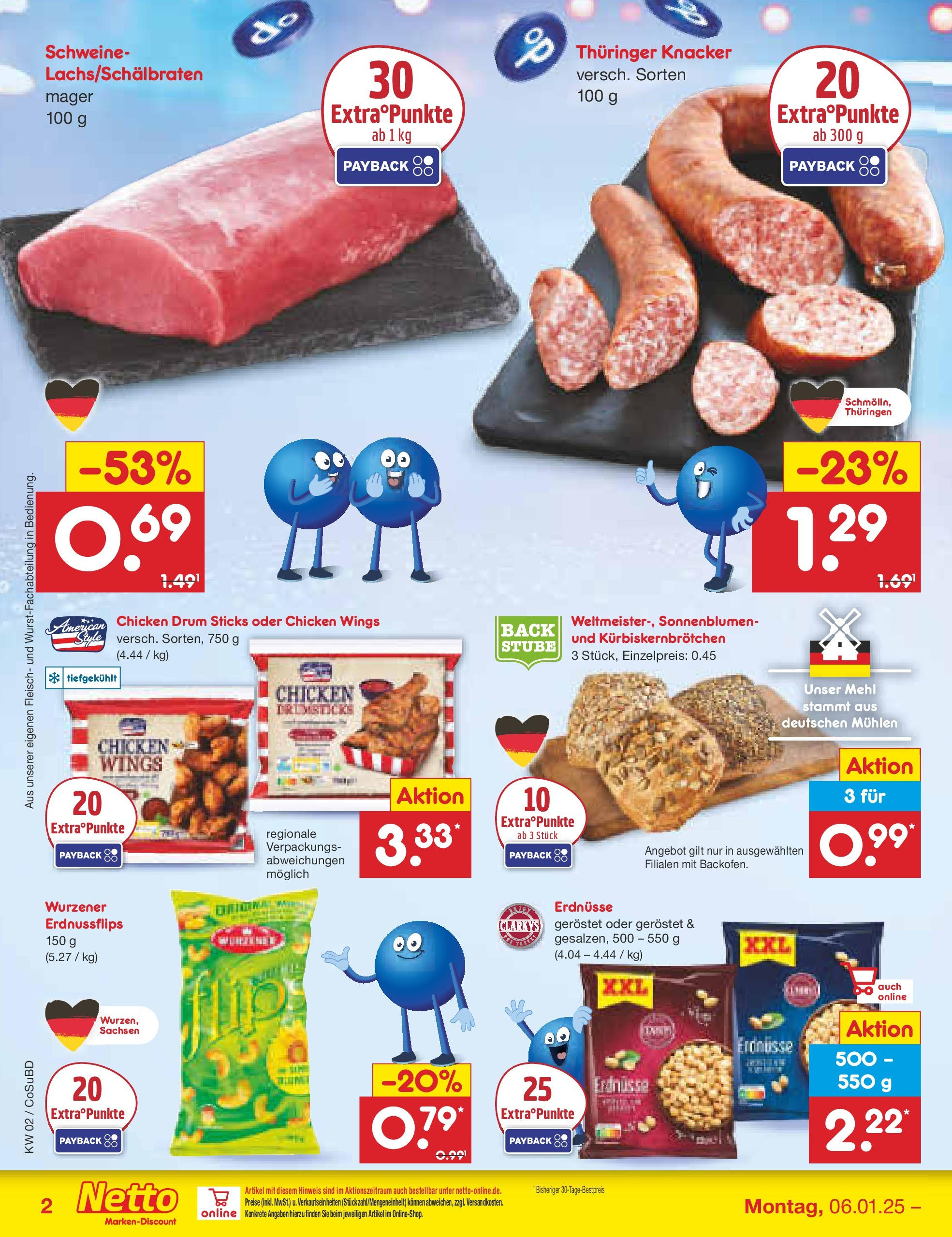 Netto Marken-Discount - Netto: Getränkeangebote (ab 06.01.2025) » Angebote | Seite: 2 | Produkte: Erdnüsse, Mehl, Fleisch