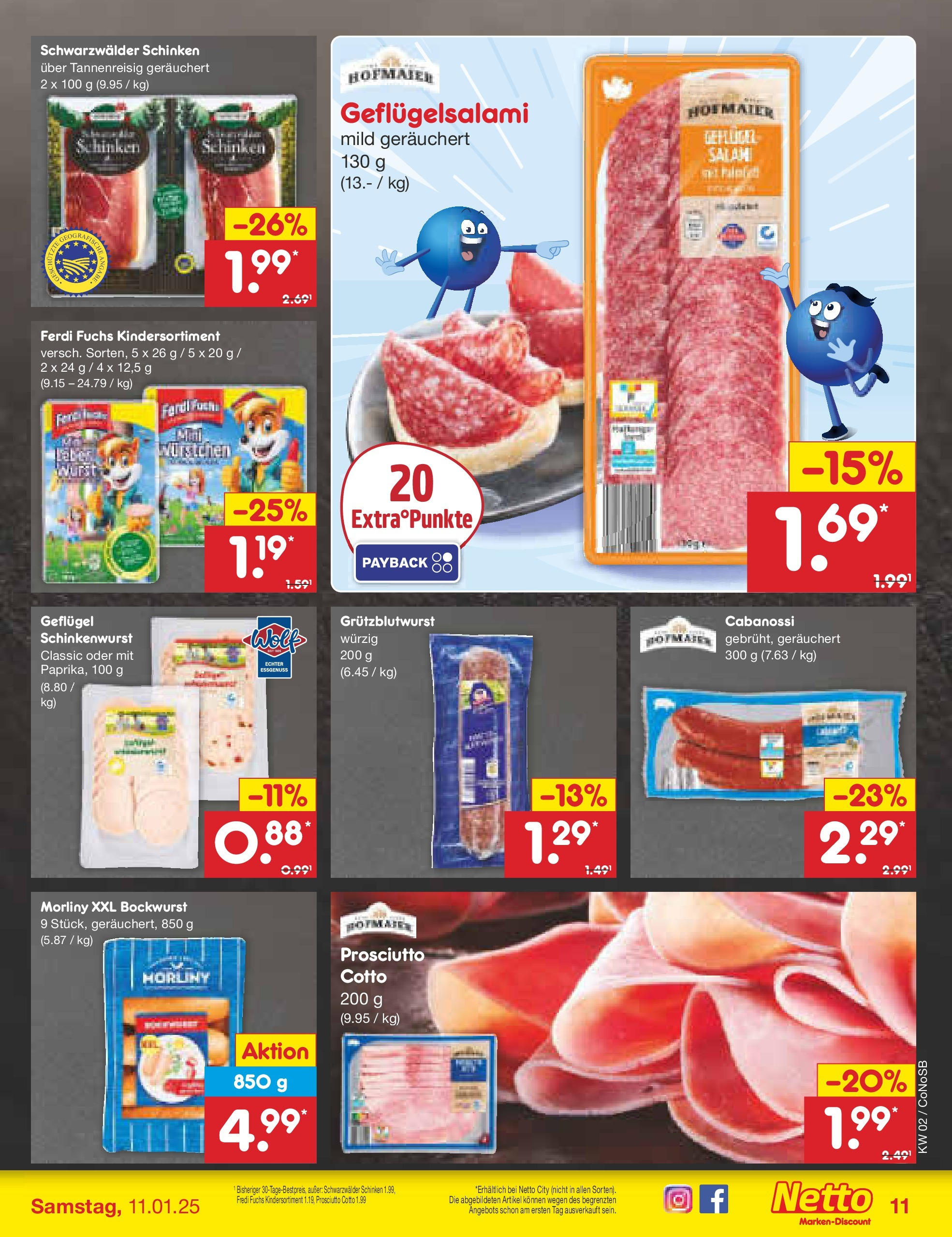 Netto Marken-Discount - Netto: Getränkeangebote (ab 06.01.2025) » Angebote | Seite: 11 | Produkte: Bockwurst, Schinken