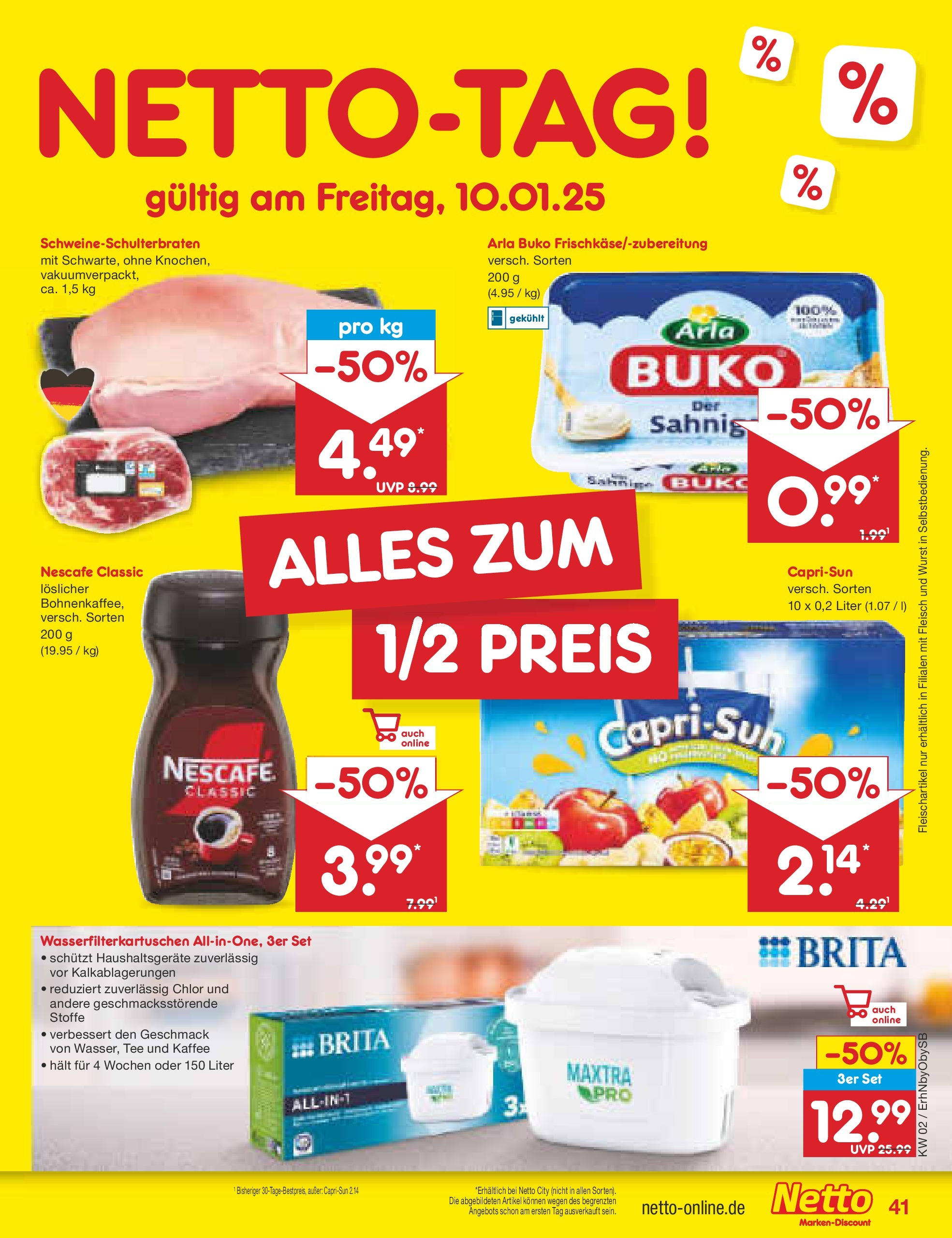 Netto Marken-Discount - Netto: Getränkeangebote (ab 06.01.2025) » Angebote | Seite: 57 | Produkte: Nescafe, Kaffee, Nescafe classic, Wurst