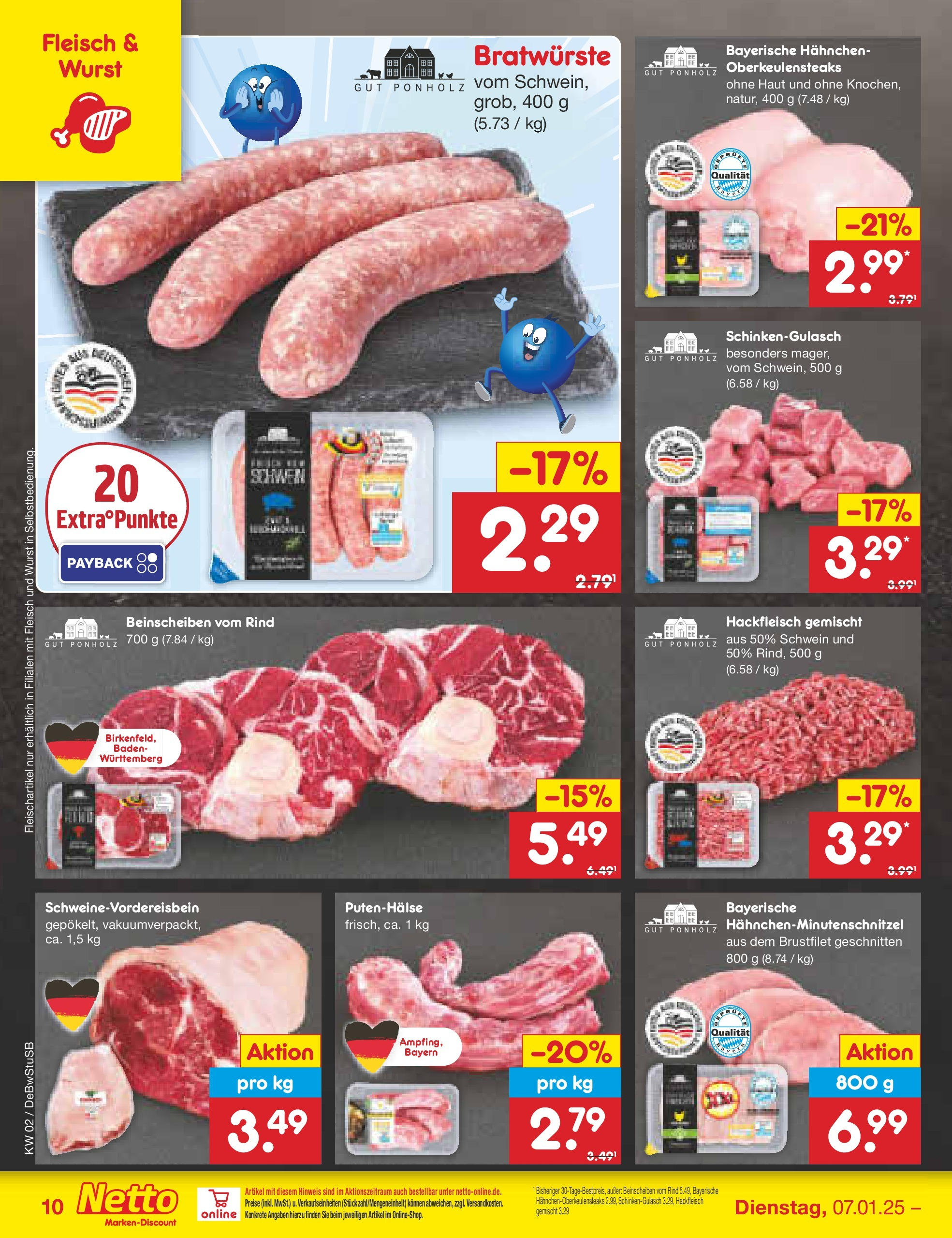 Netto Marken-Discount - Netto: Getränkeangebote (ab 06.01.2025) » Angebote | Seite: 10 | Produkte: Hahnchen, Wurst, Fleisch, Hackfleisch