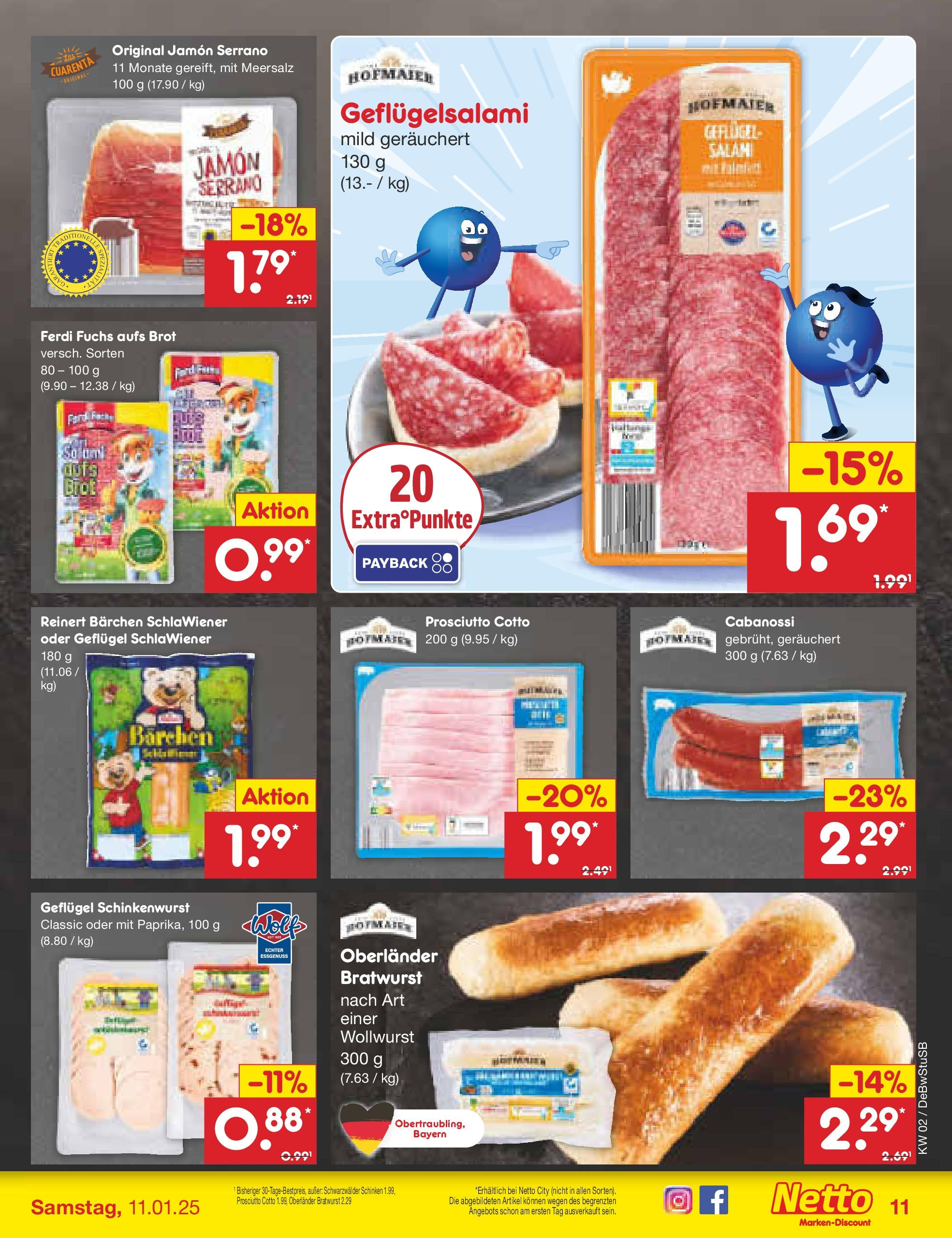 Netto Marken-Discount - Netto: Getränkeangebote (ab 06.01.2025) » Angebote | Seite: 11 | Produkte: Bratwurst, Brot, Schinken