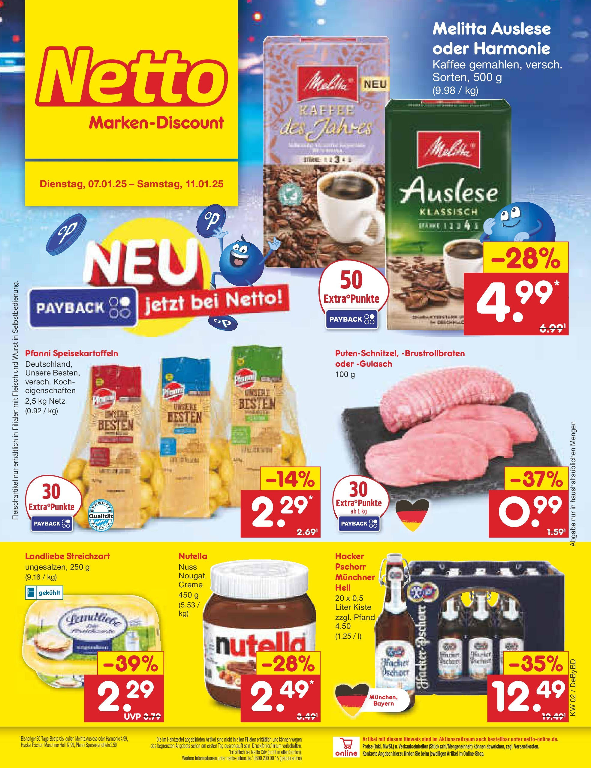 Netto Marken-Discount - Netto: Getränkeangebote (ab 06.01.2025) » Angebote | Seite: 1 | Produkte: Creme, Nutella, Wurst, Fleisch