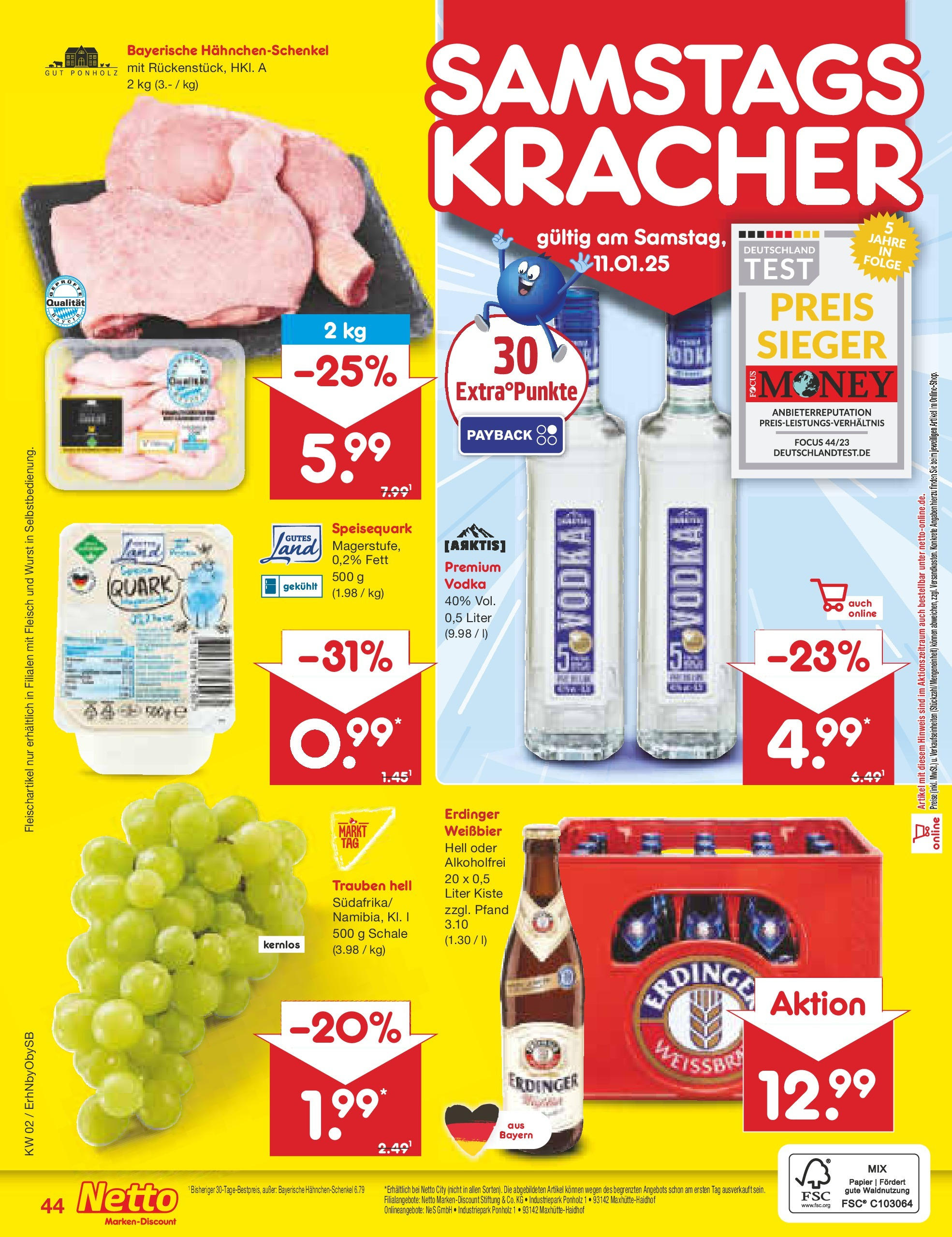 Netto Marken-Discount - Netto: Getränkeangebote (ab 06.01.2025) » Angebote | Seite: 60 | Produkte: Quark, Hahnchenschenkel, Weißbier, Speisequark