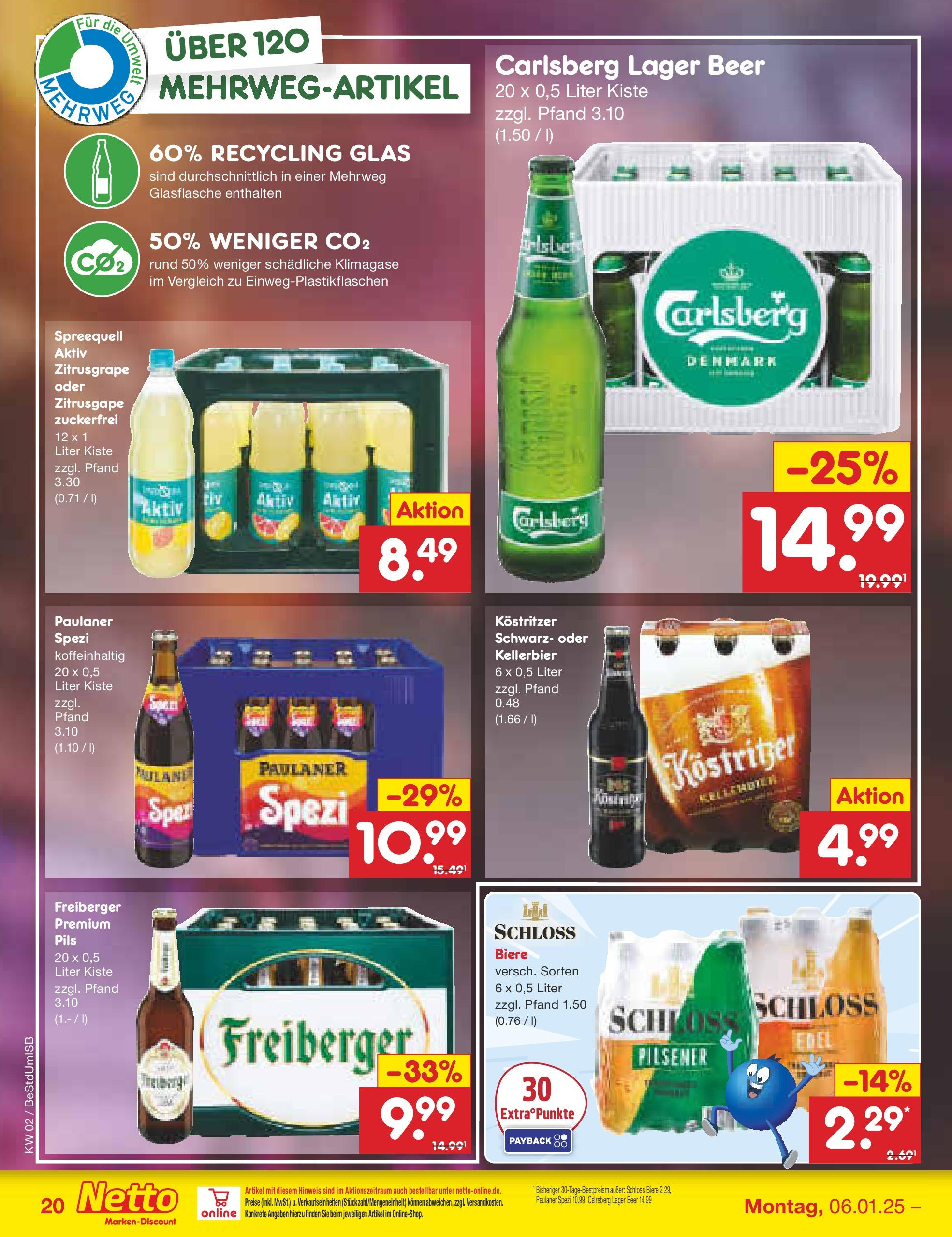 Netto Marken-Discount - Berlin, Corinthstraße 32 (ab 06.01.2025) » Angebote | Seite: 28 | Produkte: Carlsberg, Paulaner spezi, Pils, Paulaner