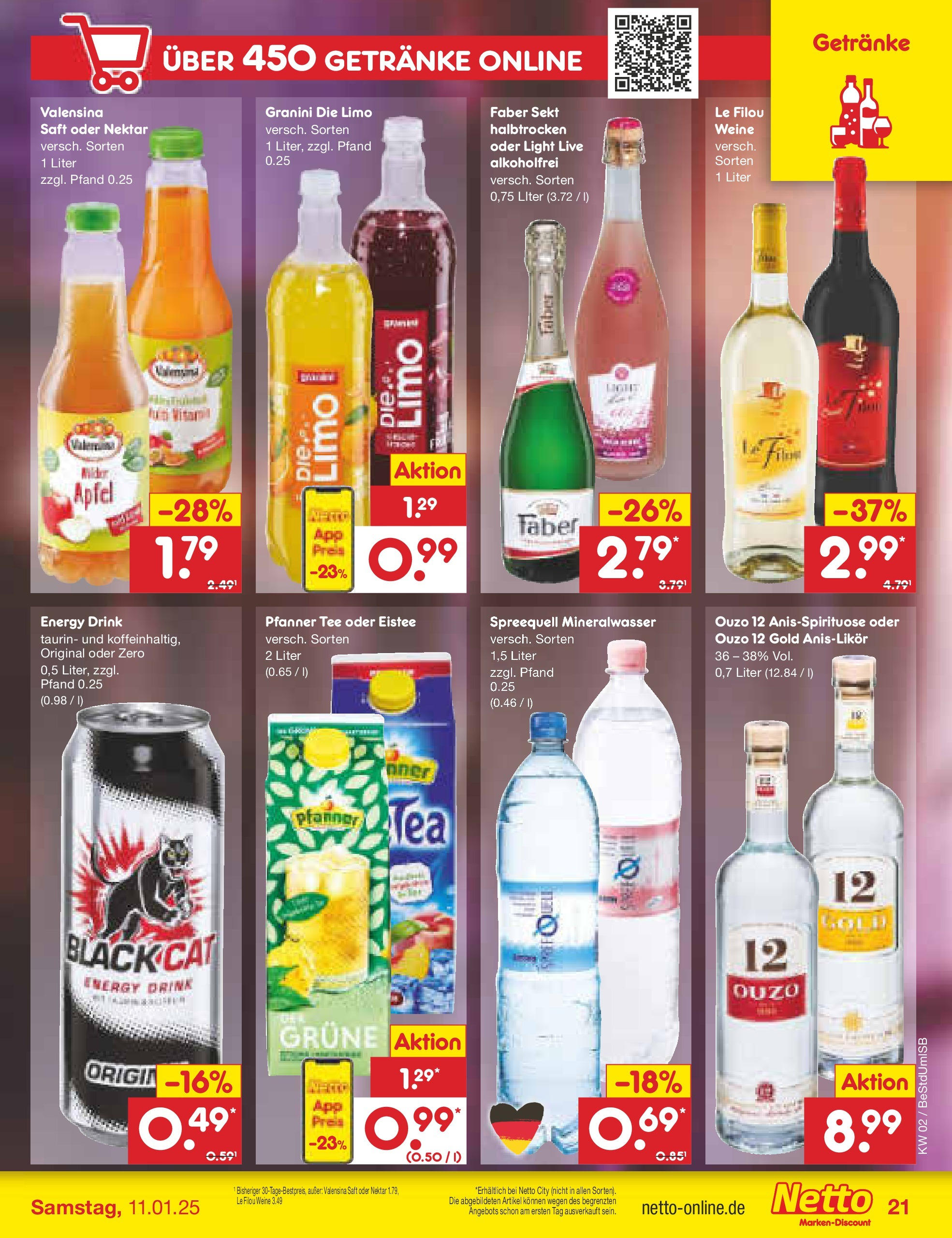 Netto Marken-Discount - Berlin, Corinthstraße 32 (ab 06.01.2025) » Angebote | Seite: 29 | Produkte: Ouzo 12, Energy, Granini, Granini die limo