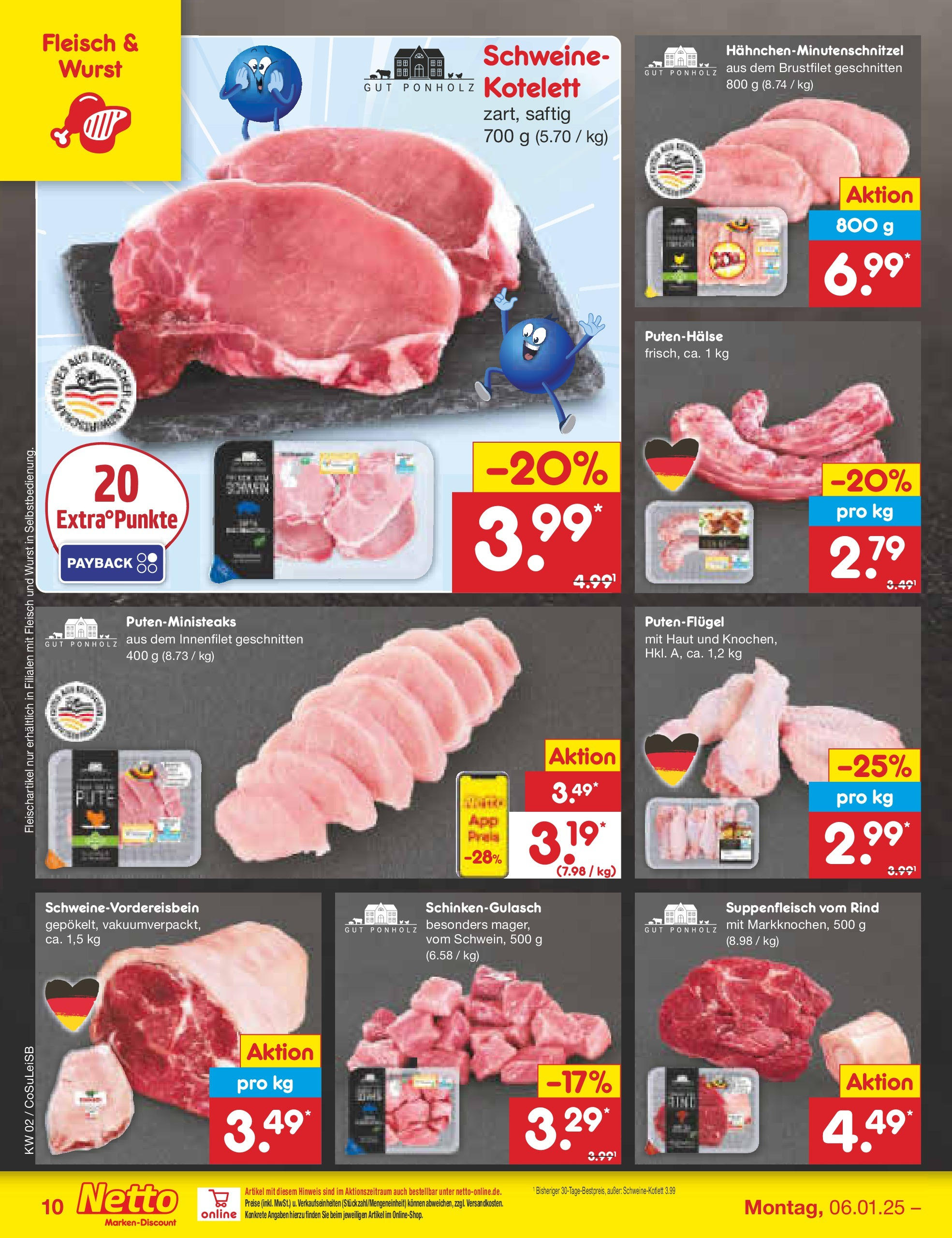 Netto Marken-Discount - Netto: Getränkeangebote (ab 06.01.2025) » Angebote | Seite: 10 | Produkte: Suppenfleisch, Wurst, Fleisch