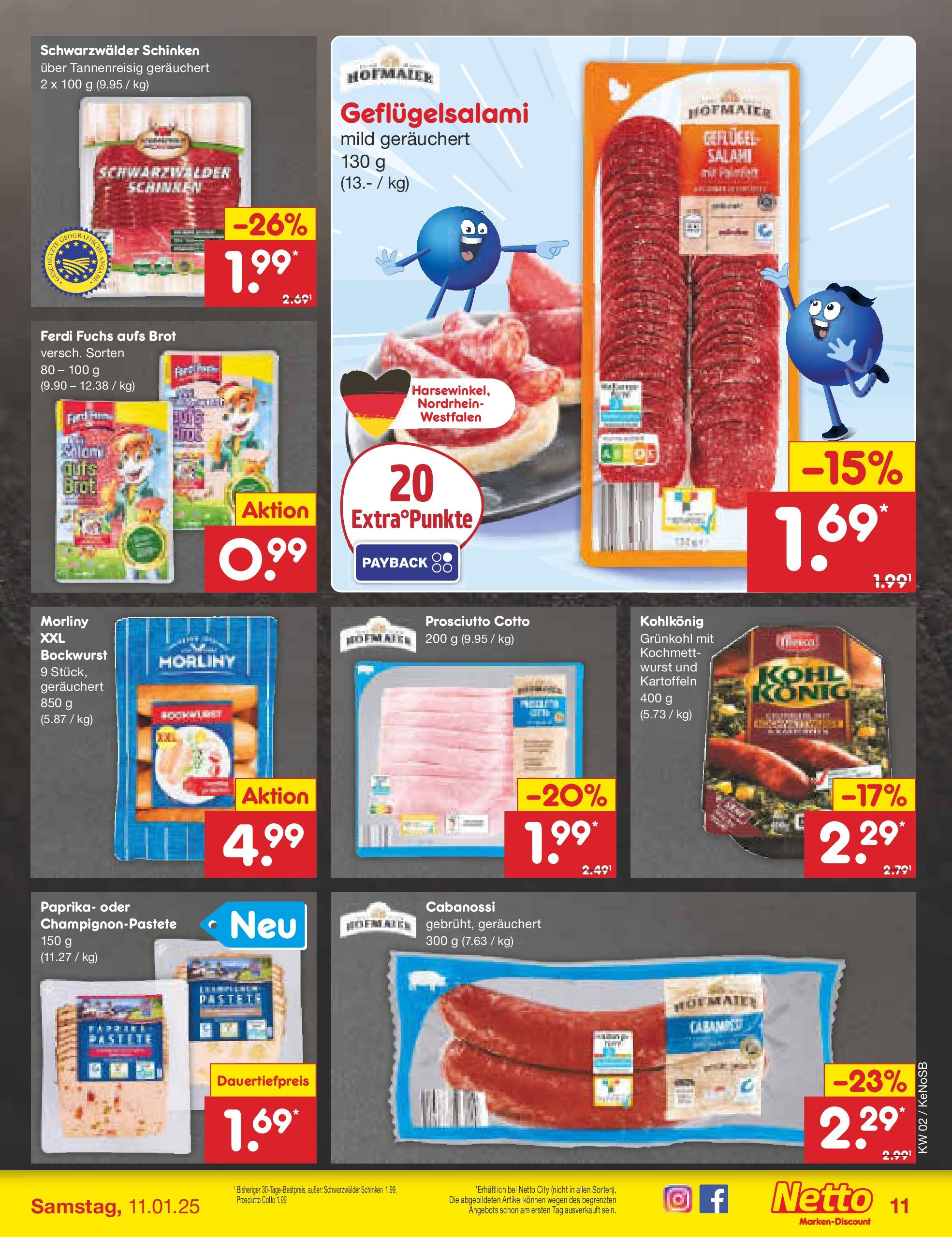 Netto Marken-Discount - Netto: Getränkeangebote (ab 06.01.2025) » Angebote | Seite: 11 | Produkte: Bockwurst, Paprika, Wurst, Brot