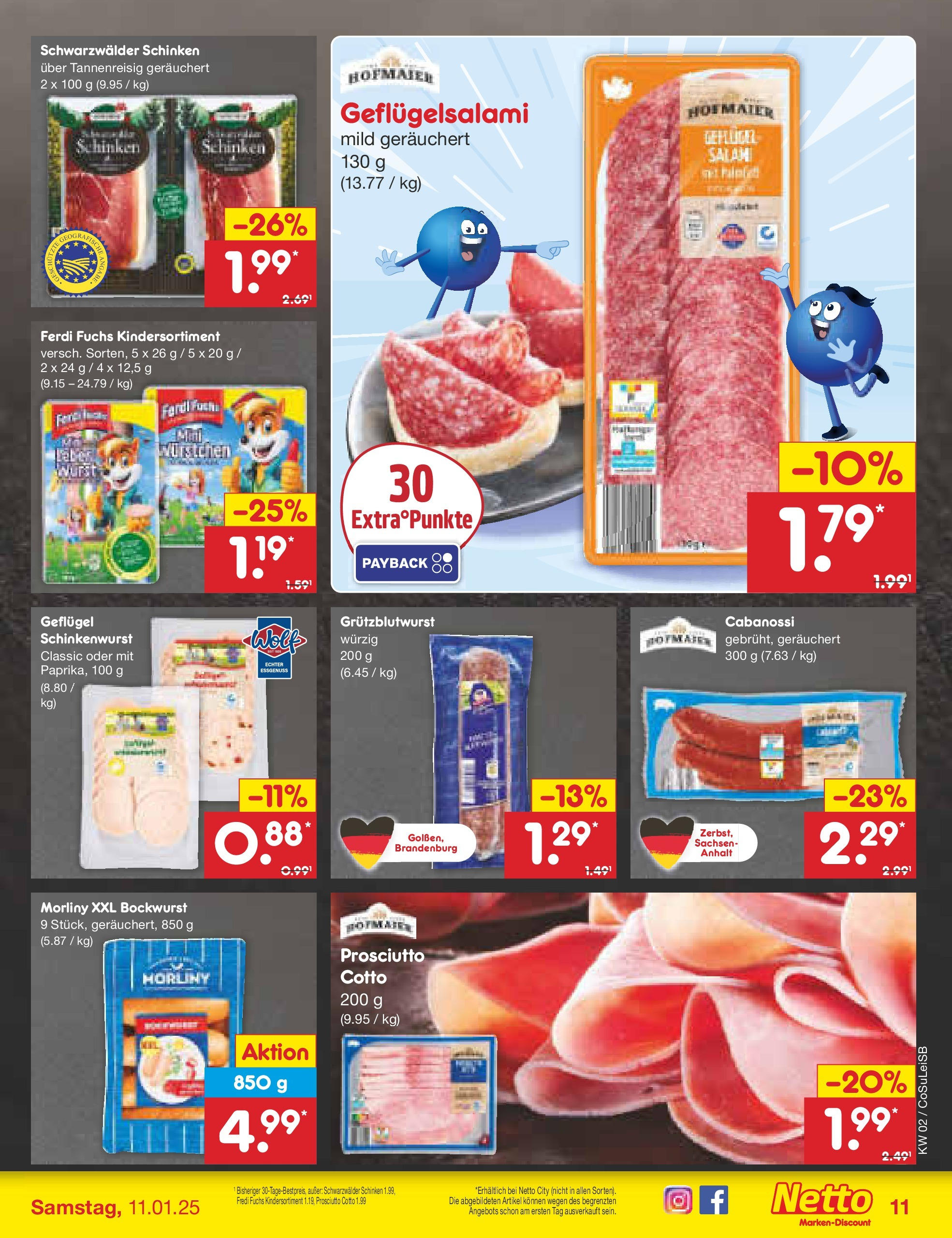 Netto Marken-Discount - Netto: Getränkeangebote (ab 06.01.2025) » Angebote | Seite: 11 | Produkte: Bockwurst, Schinken