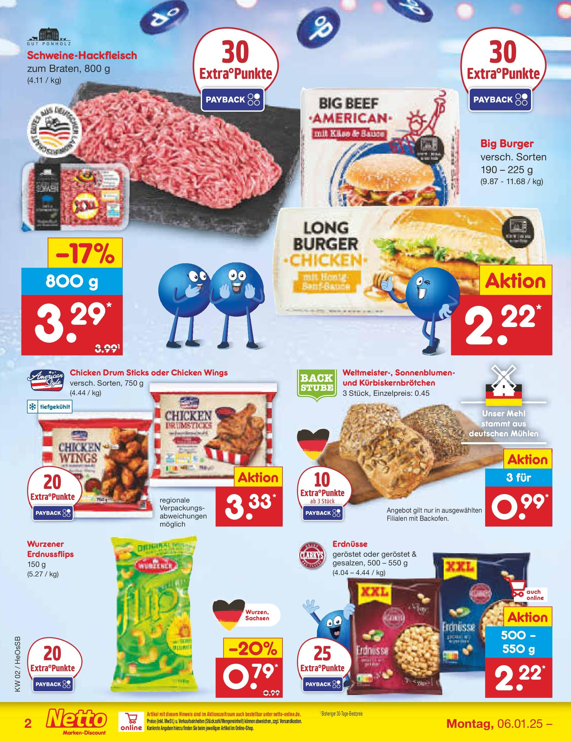 Netto Marken-Discount - Netto: Getränkeangebote (ab 06.01.2025) » Angebote | Seite: 2 | Produkte: Erdnüsse, Mehl, Burger