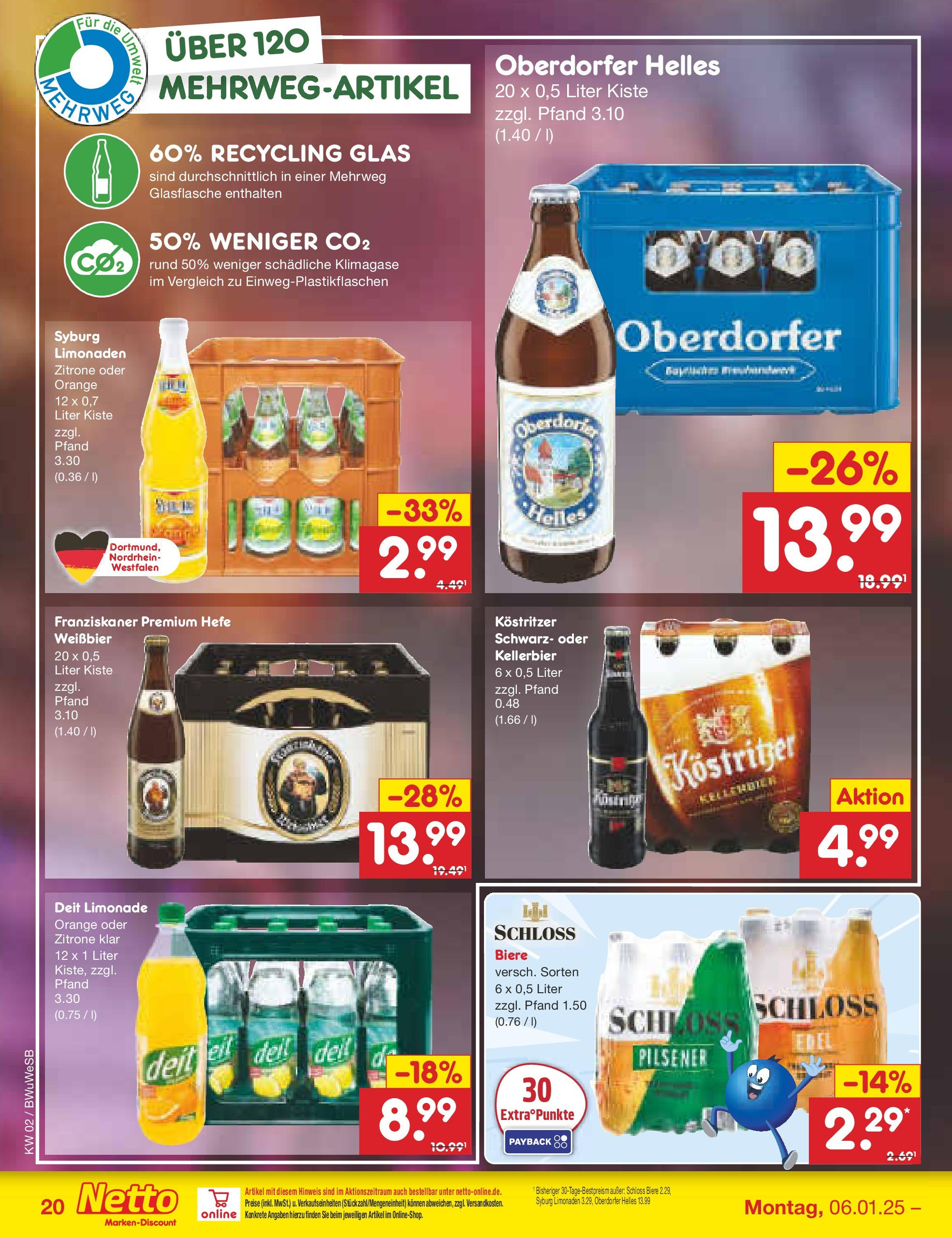 Netto Marken-Discount - Netto: Getränkeangebote (ab 06.01.2025) » Angebote | Seite: 28 | Produkte: Franziskaner, Kostritzer, Weißbier, Limonade