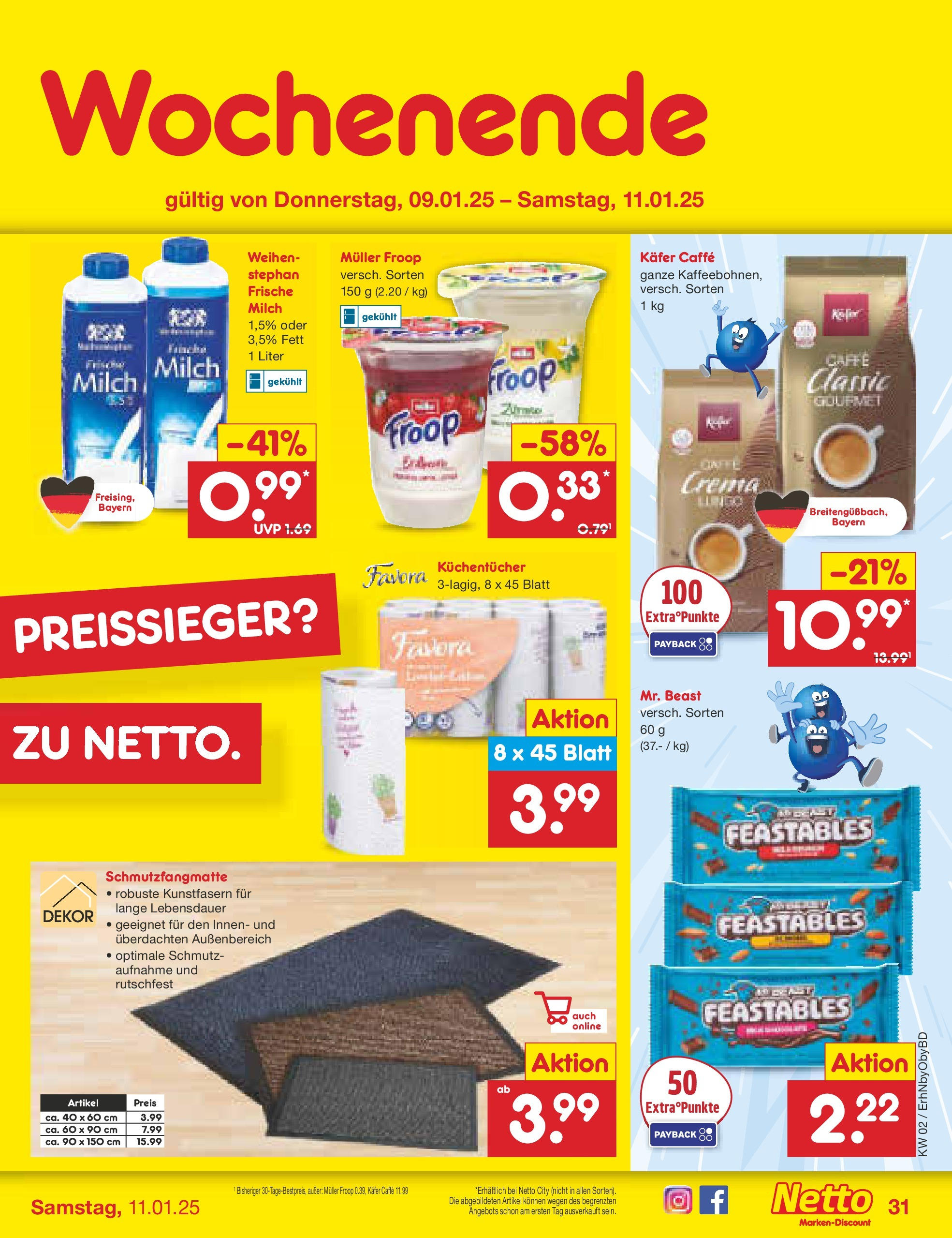 Netto Marken-Discount - Netto: Getränkeangebote (ab 06.01.2025) » Angebote | Seite: 45 | Produkte: Froop, Milch, Schmutzfangmatte