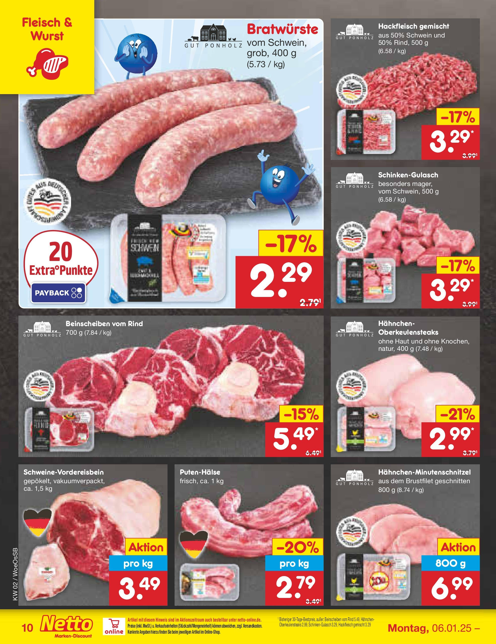 Netto Marken-Discount - Netto: Getränkeangebote (ab 06.01.2025) » Angebote | Seite: 10 | Produkte: Hahnchen, Wurst, Fleisch, Hackfleisch