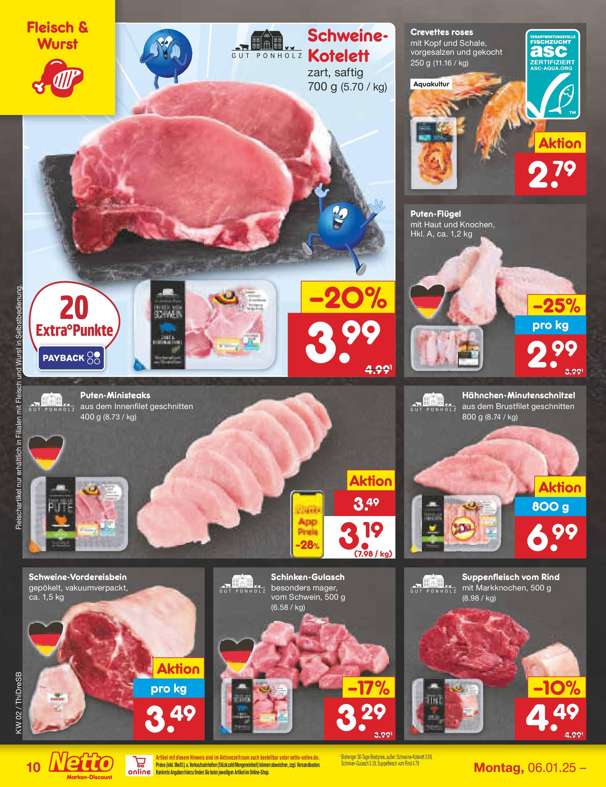 Netto Marken-Discount - Netto: Getränkeangebote (ab 06.01.2025) » Angebote | Seite: 10 | Produkte: SUP, Suppenfleisch, Wurst, Fleisch