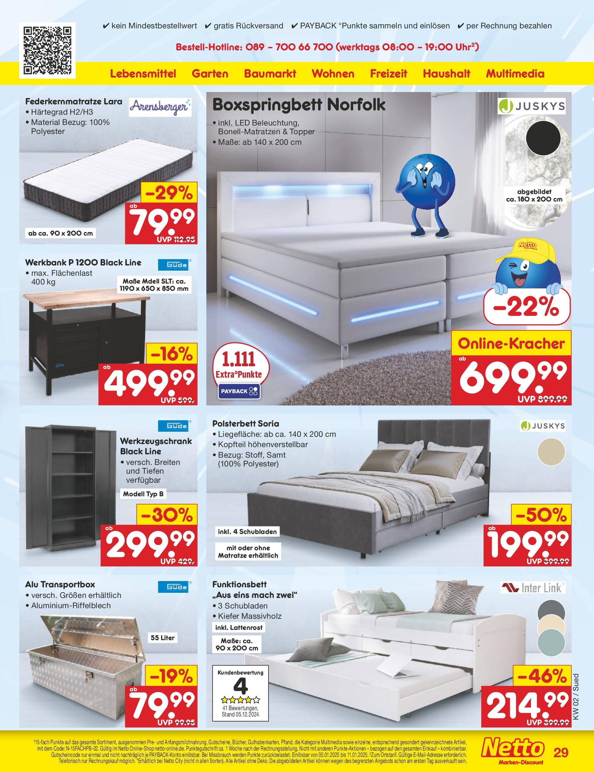 Netto Marken-Discount - Netto: Getränkeangebote (ab 06.01.2025) » Angebote | Seite: 41 | Produkte: Matratze, Boxspringbett, Polsterbett, Topper