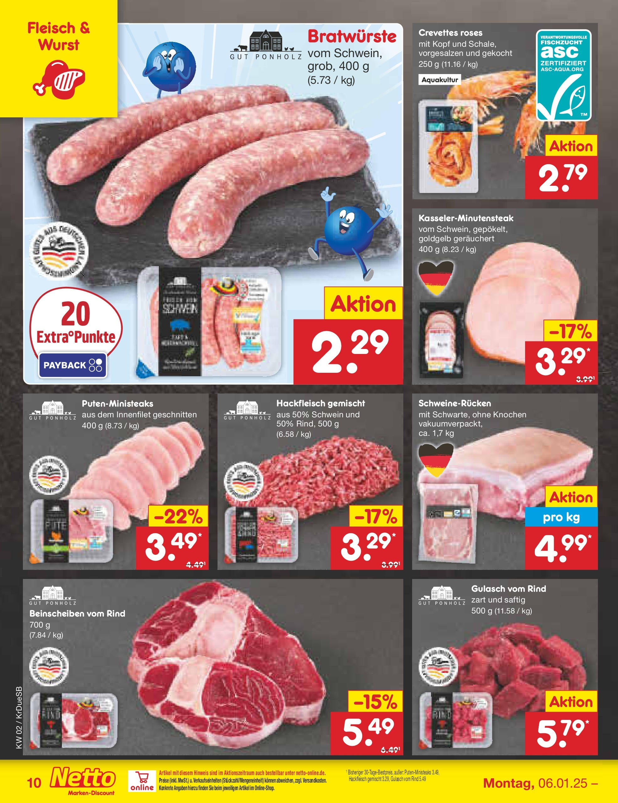 Netto Marken-Discount - Netto: Getränkeangebote (ab 06.01.2025) » Angebote | Seite: 10 | Produkte: Wurst, Schweinerucken, Fleisch, Hackfleisch