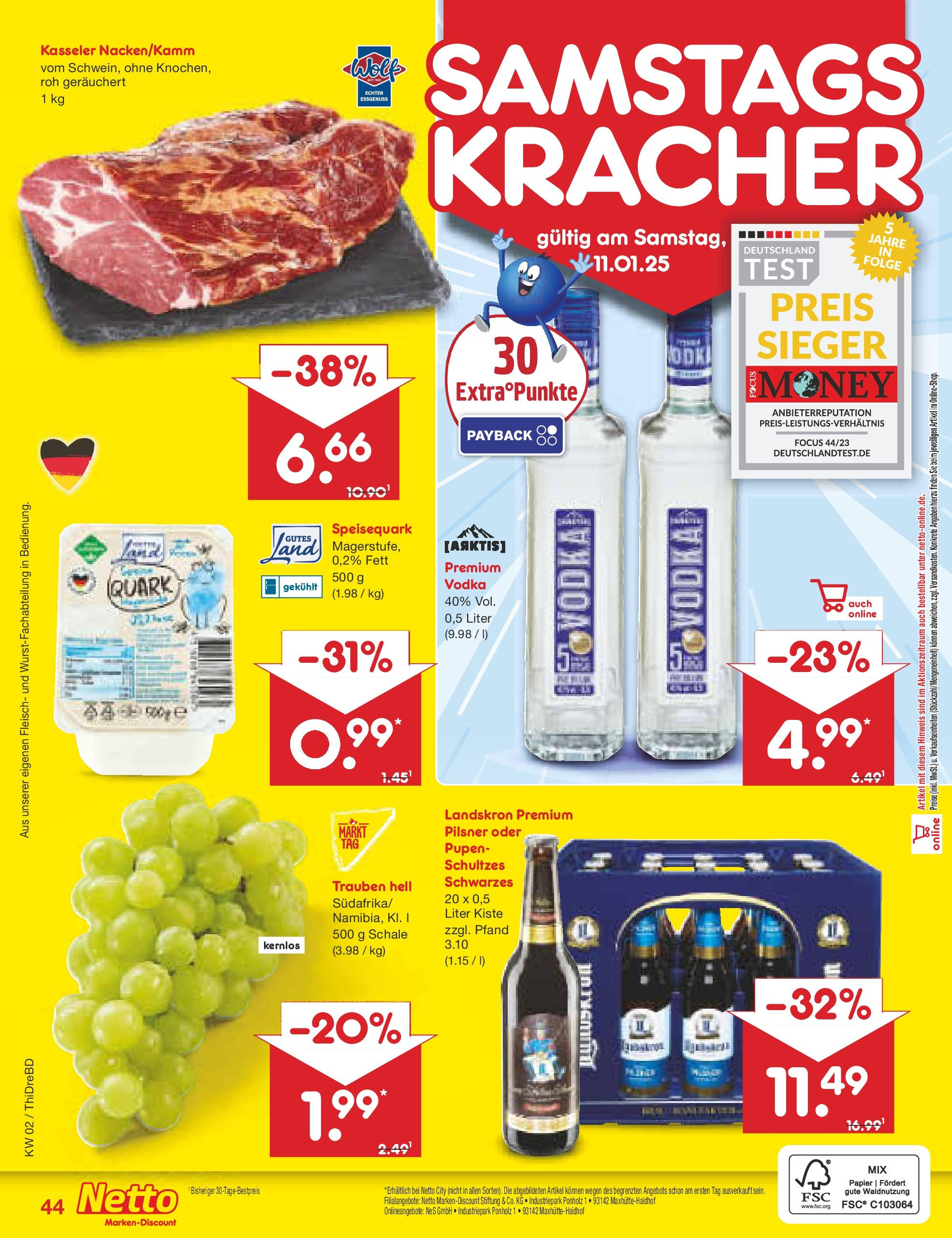 Netto Marken-Discount - Netto: Getränkeangebote (ab 06.01.2025) » Angebote | Seite: 60 | Produkte: Quark, Trauben, Fleisch, Speisequark