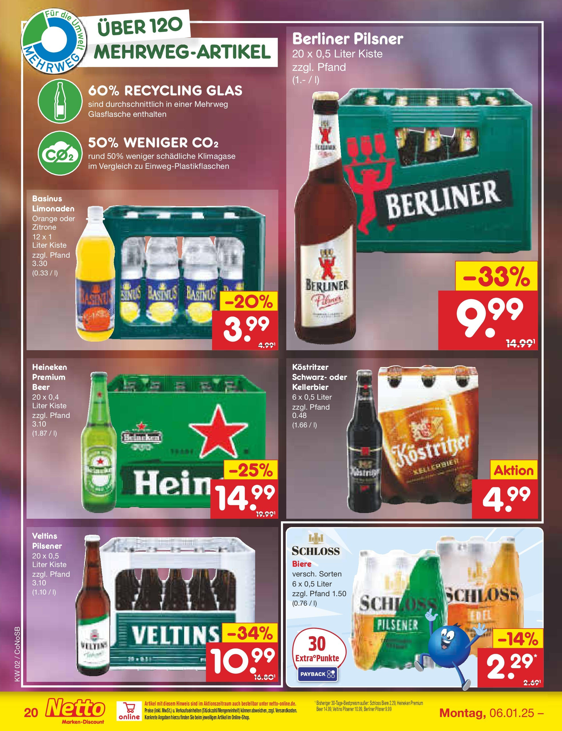 Netto Marken-Discount - Netto: Getränkeangebote (ab 06.01.2025) » Angebote | Seite: 28 | Produkte: Kostritzer, Heineken, Zitrone, Veltins