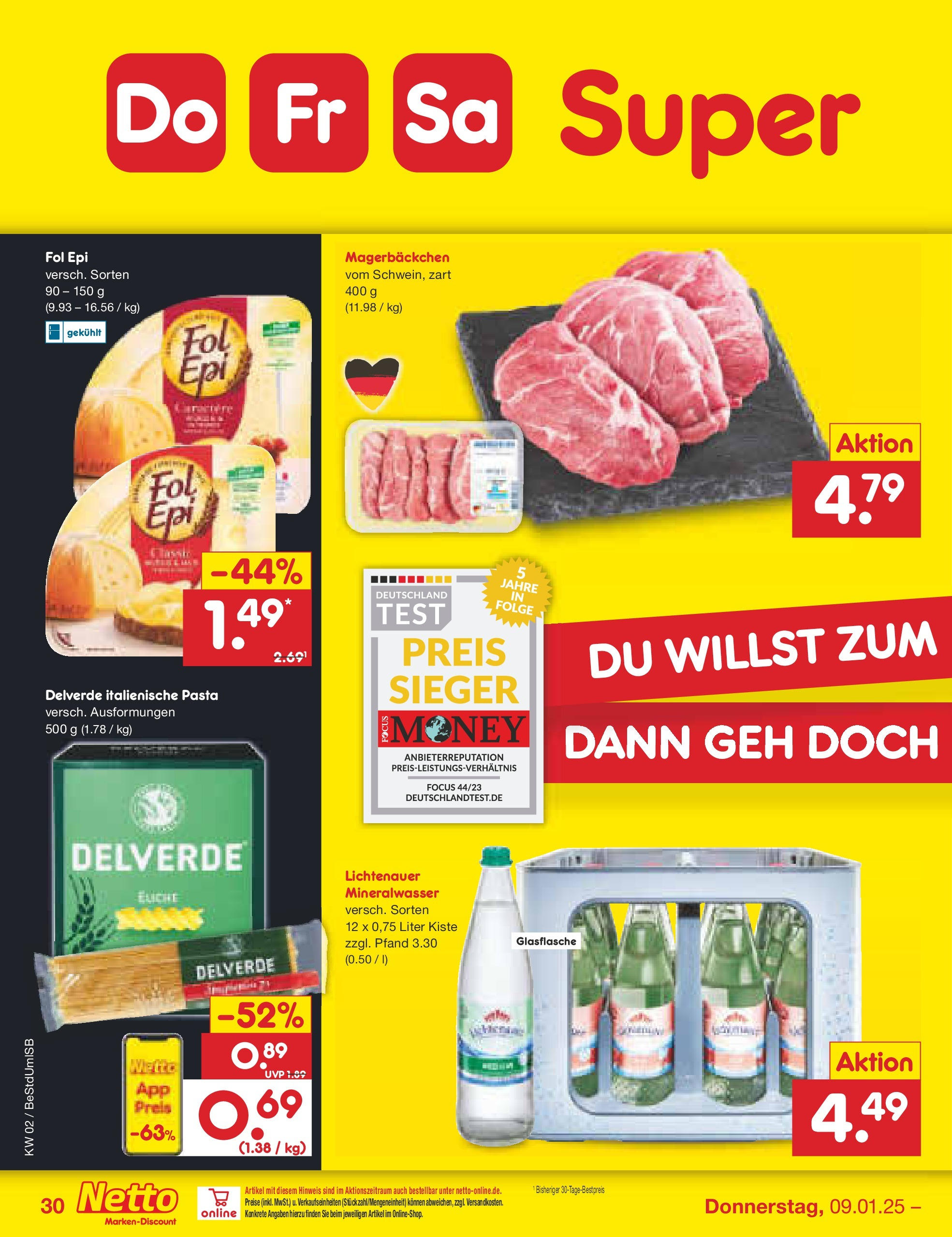 Netto Marken-Discount - Berlin, Corinthstraße 32 (ab 06.01.2025) » Angebote | Seite: 44 | Produkte: Mineralwasser, Pasta