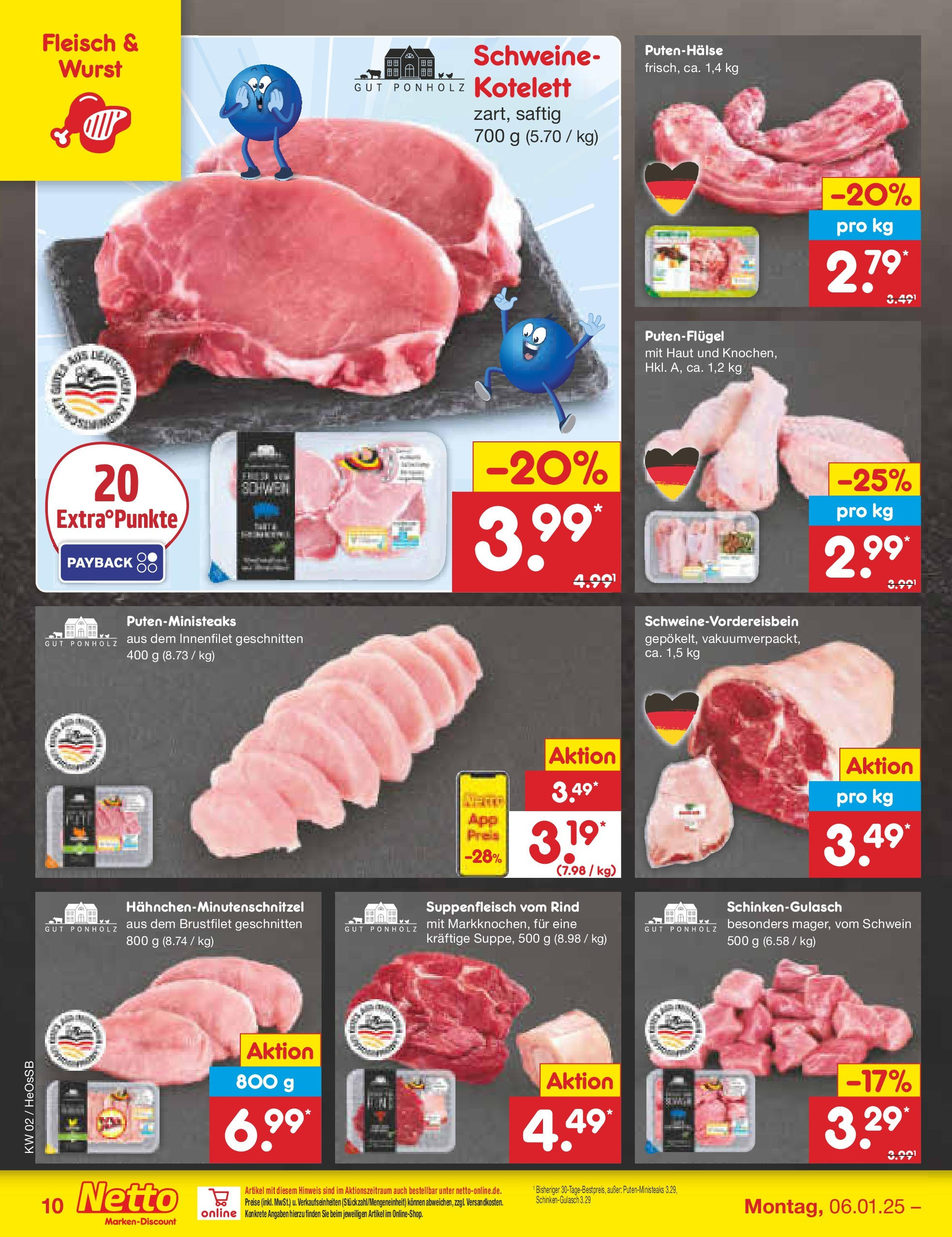 Netto Marken-Discount - Netto: Getränkeangebote (ab 06.01.2025) » Angebote | Seite: 10 | Produkte: Suppenfleisch, Wurst, Fleisch