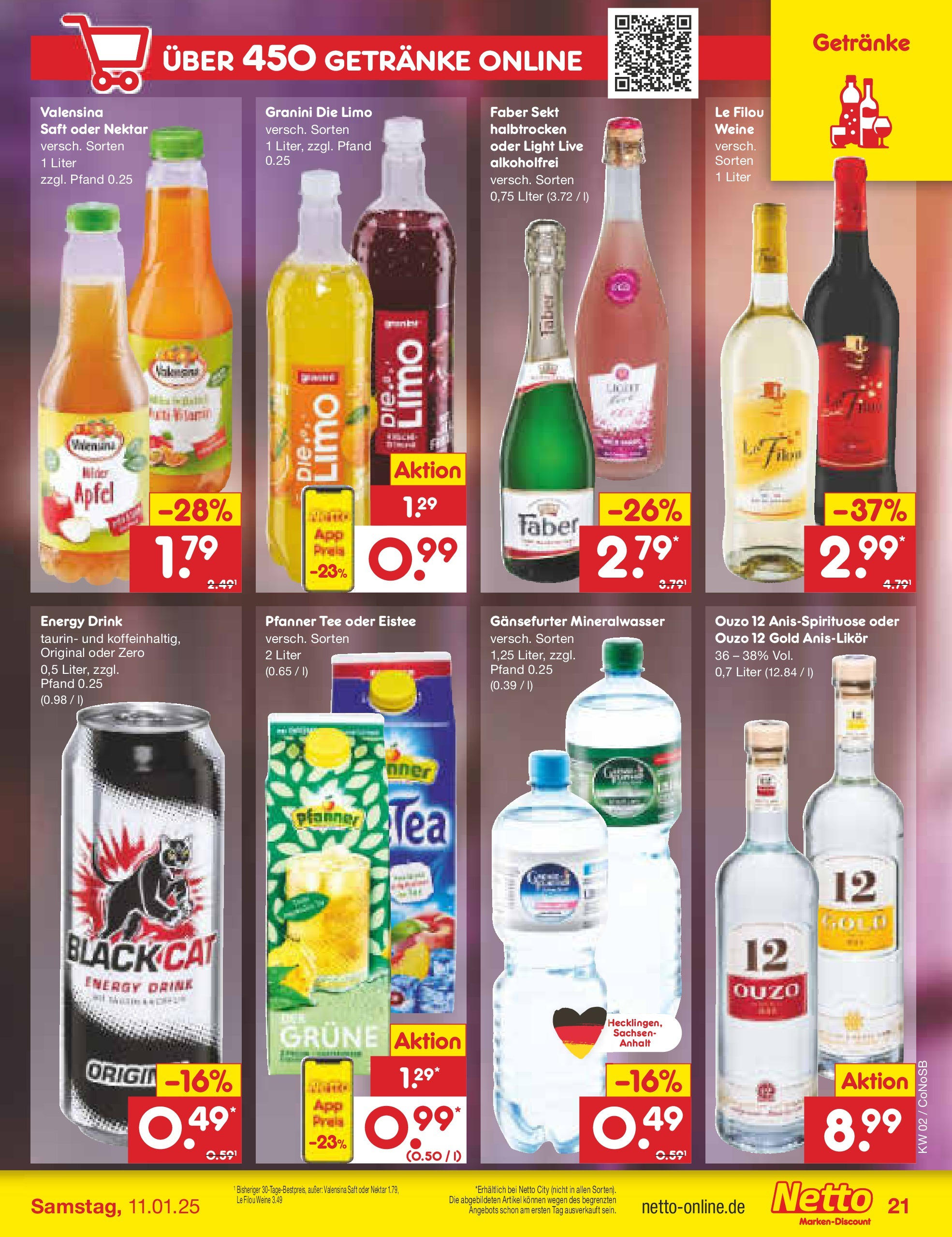 Netto Marken-Discount - Netto: Getränkeangebote (ab 06.01.2025) » Angebote | Seite: 29 | Produkte: Ouzo 12, Sekt, Äpfel, Tee