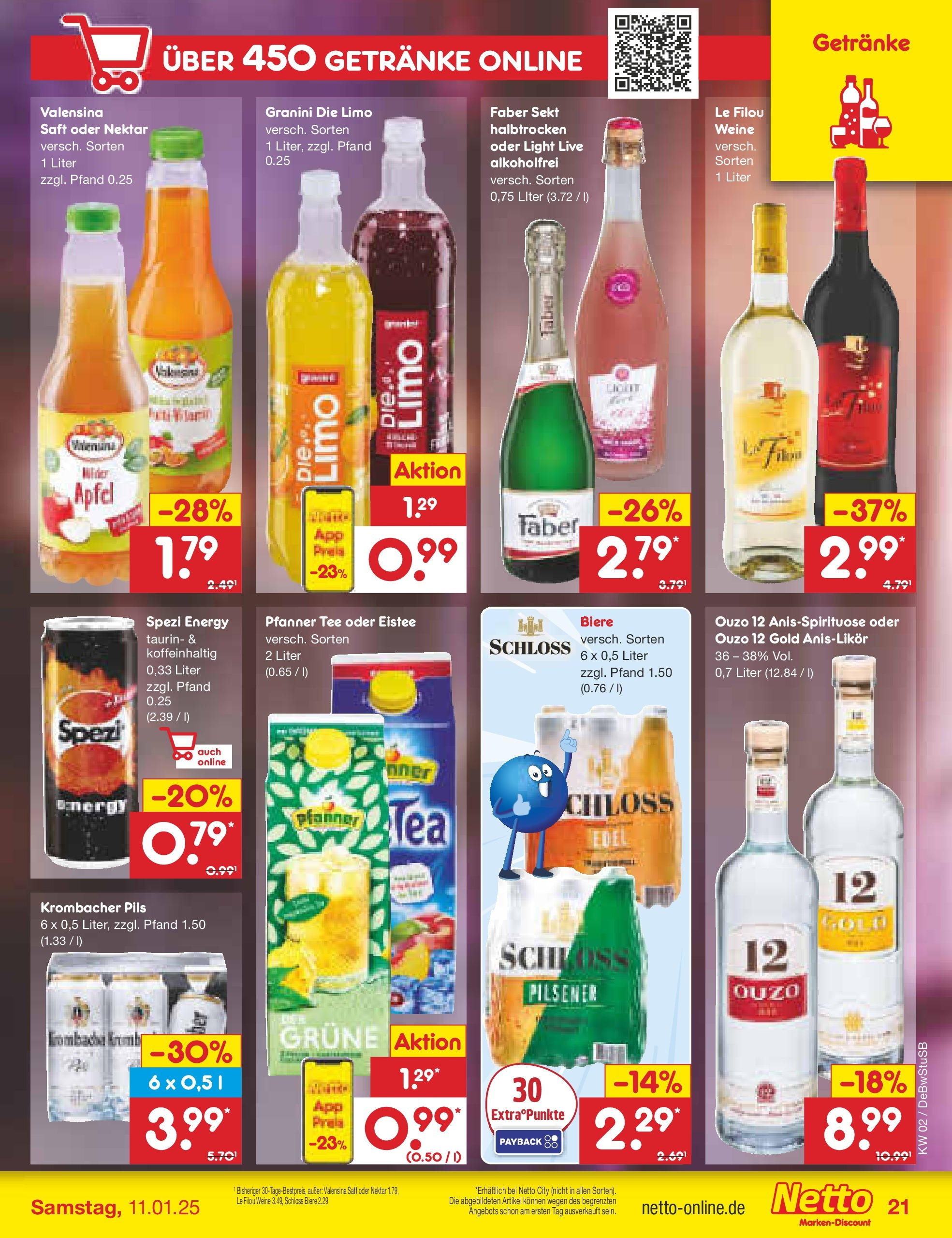 Netto Marken-Discount - Netto: Getränkeangebote (ab 06.01.2025) » Angebote | Seite: 29 | Produkte: Le filou, Sekt, Granini die limo, Saft