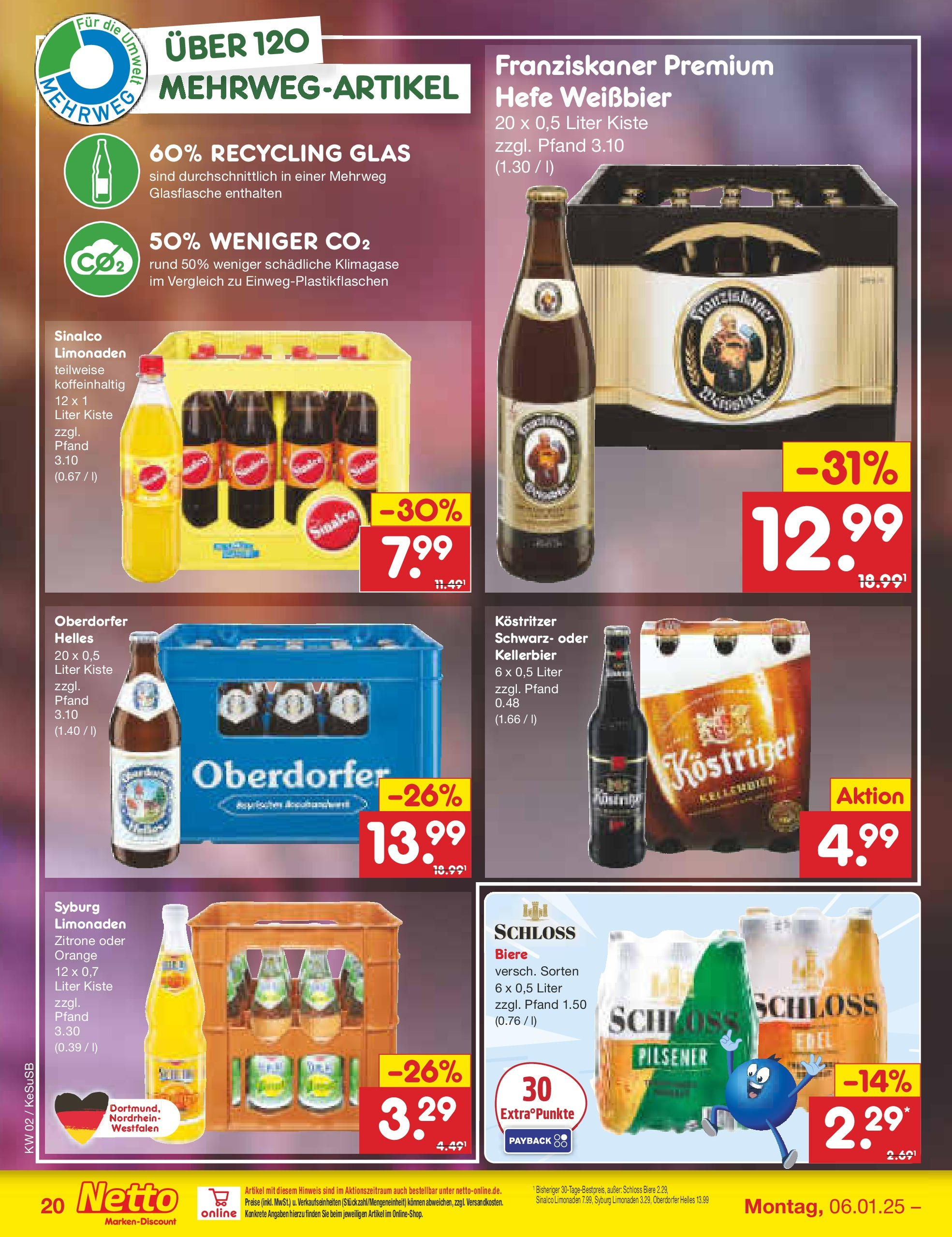 Netto Marken-Discount - Netto: Getränkeangebote (ab 06.01.2025) » Angebote | Seite: 28 | Produkte: Äpfel, Valensina, Granini, Rheinfels quelle