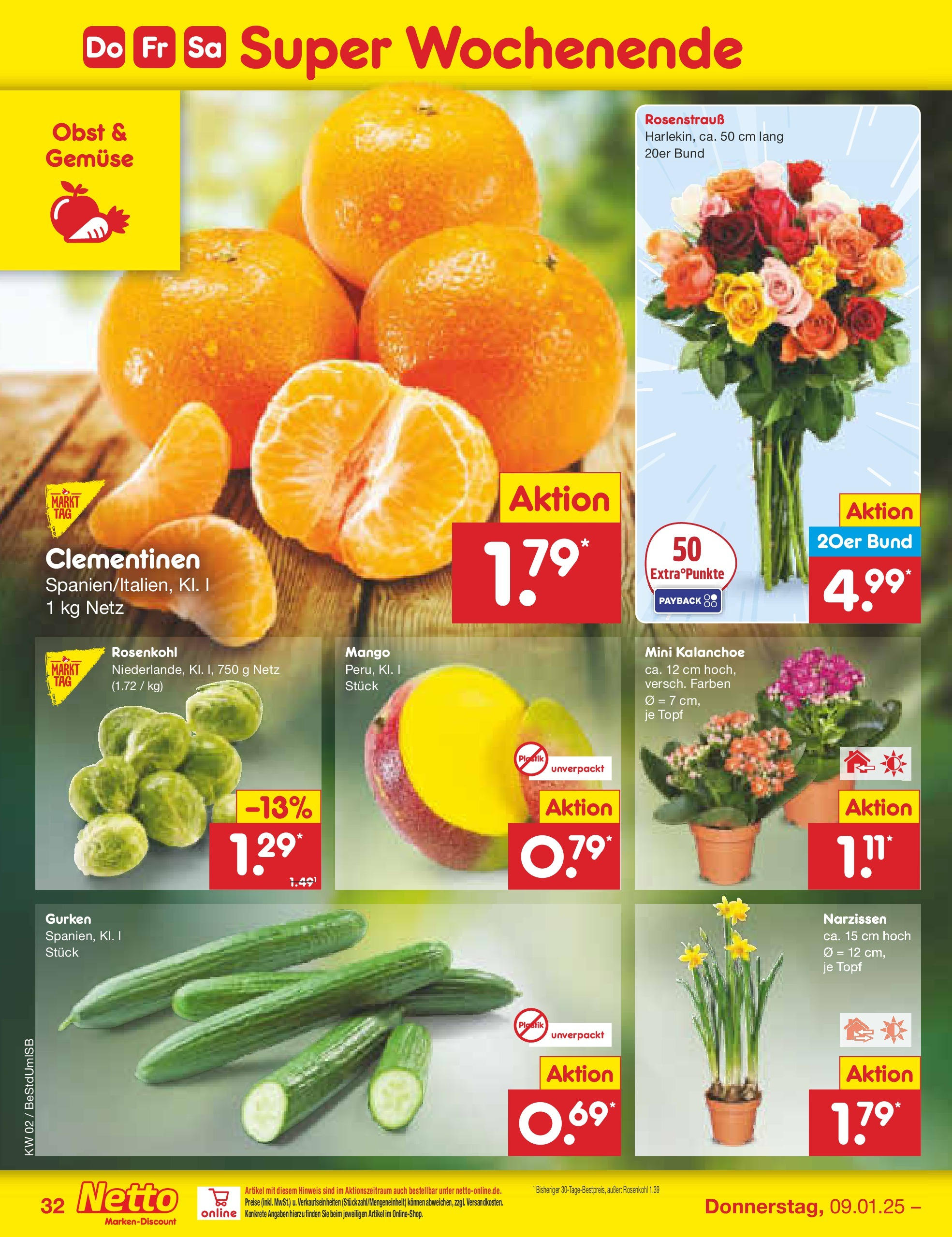 Netto Marken-Discount - Berlin, Corinthstraße 32 (ab 06.01.2025) » Angebote | Seite: 46 | Produkte: Gemüse, Obst, Mango, Gurken