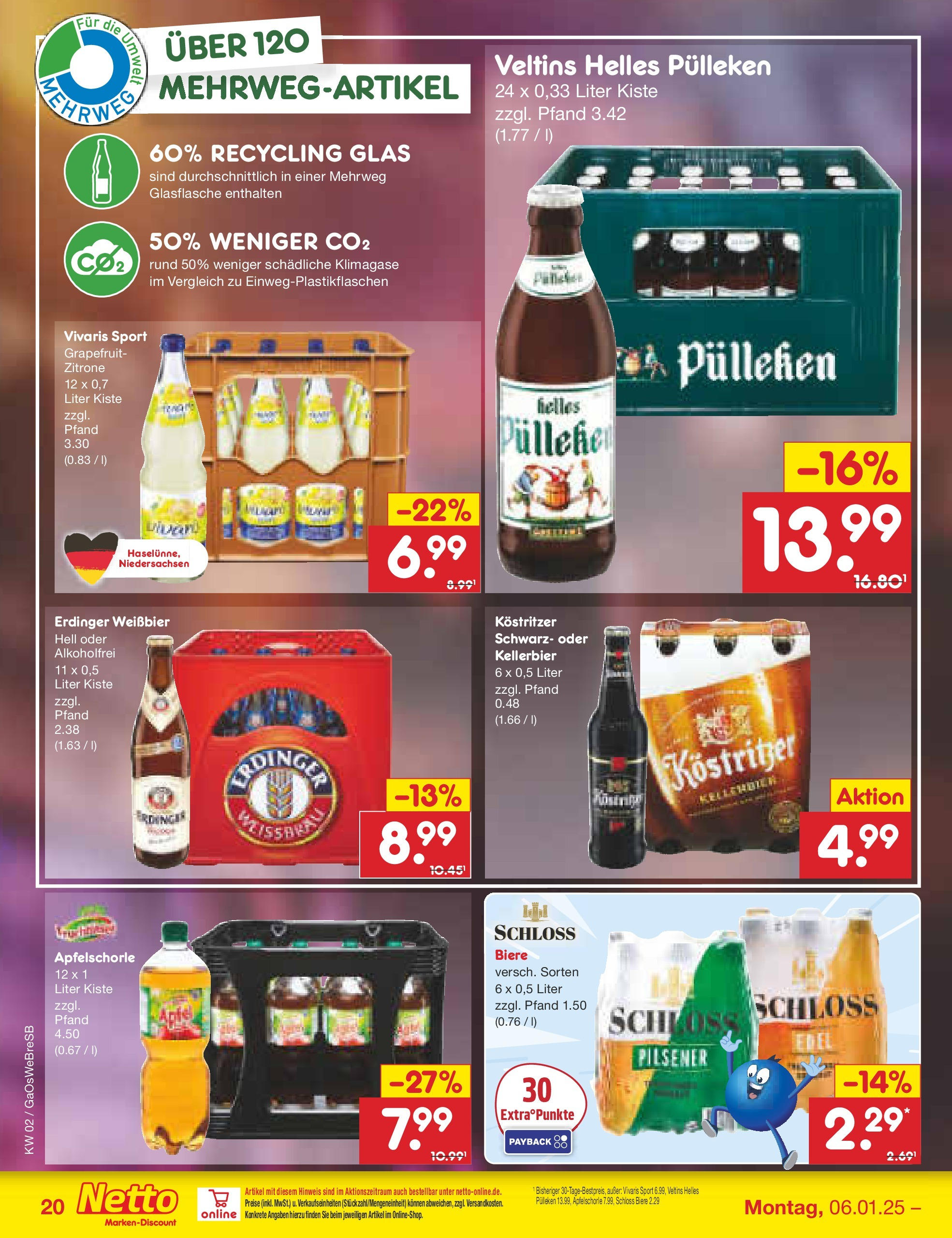 Netto Marken-Discount - Netto: Getränkeangebote (ab 06.01.2025) » Angebote | Seite: 28 | Produkte: Helles pulleken, Erdinger, Grapefruit, Zitrone