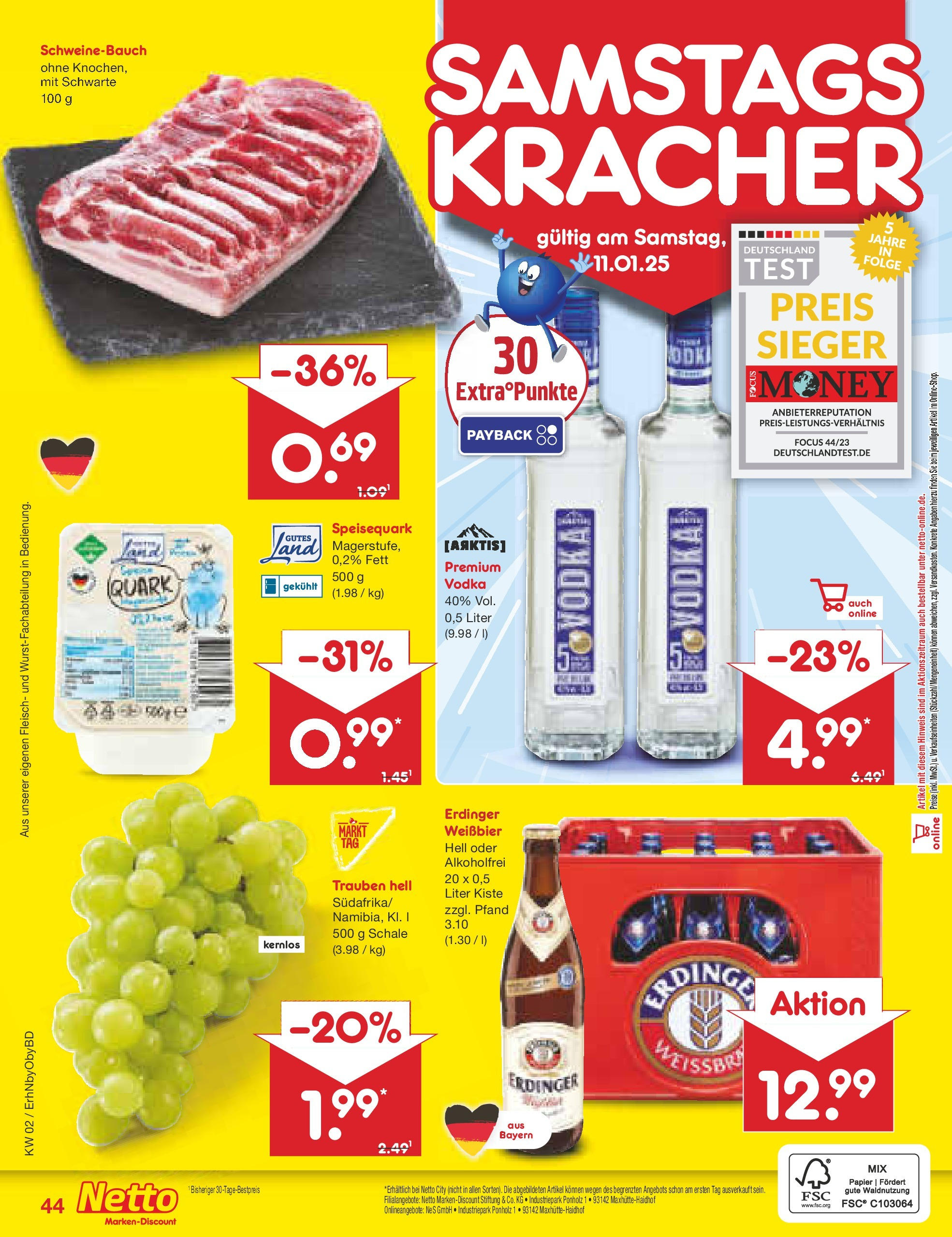 Netto Marken-Discount - Netto: Getränkeangebote (ab 06.01.2025) » Angebote | Seite: 60 | Produkte: Quark, Weißbier, Vodka, Speisequark