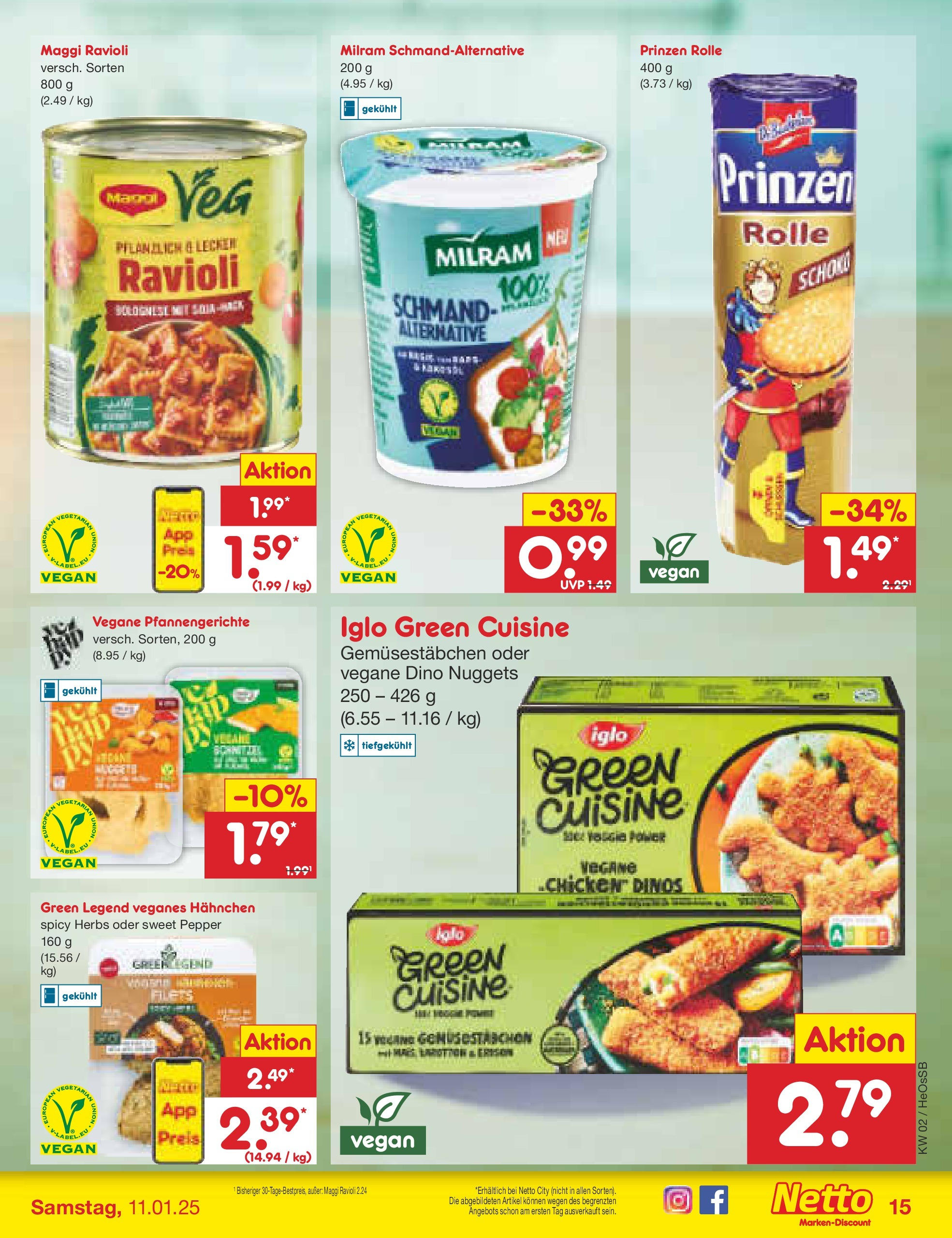 Netto Marken-Discount - Netto: Getränkeangebote (ab 06.01.2025) » Angebote | Seite: 15 | Produkte: Hahnchen, Maggi, Iglo, Milram