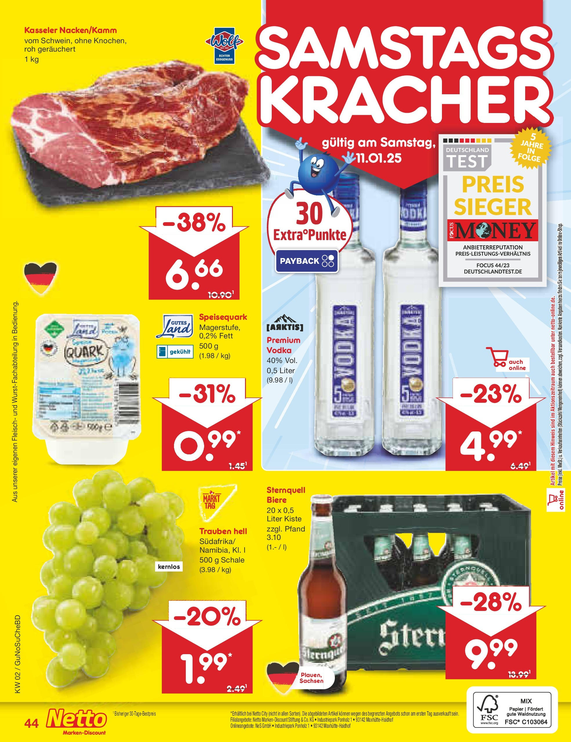 Netto Marken-Discount - Netto: Getränkeangebote (ab 06.01.2025) » Angebote | Seite: 60 | Produkte: Quark, Trauben, Vodka, Speisequark