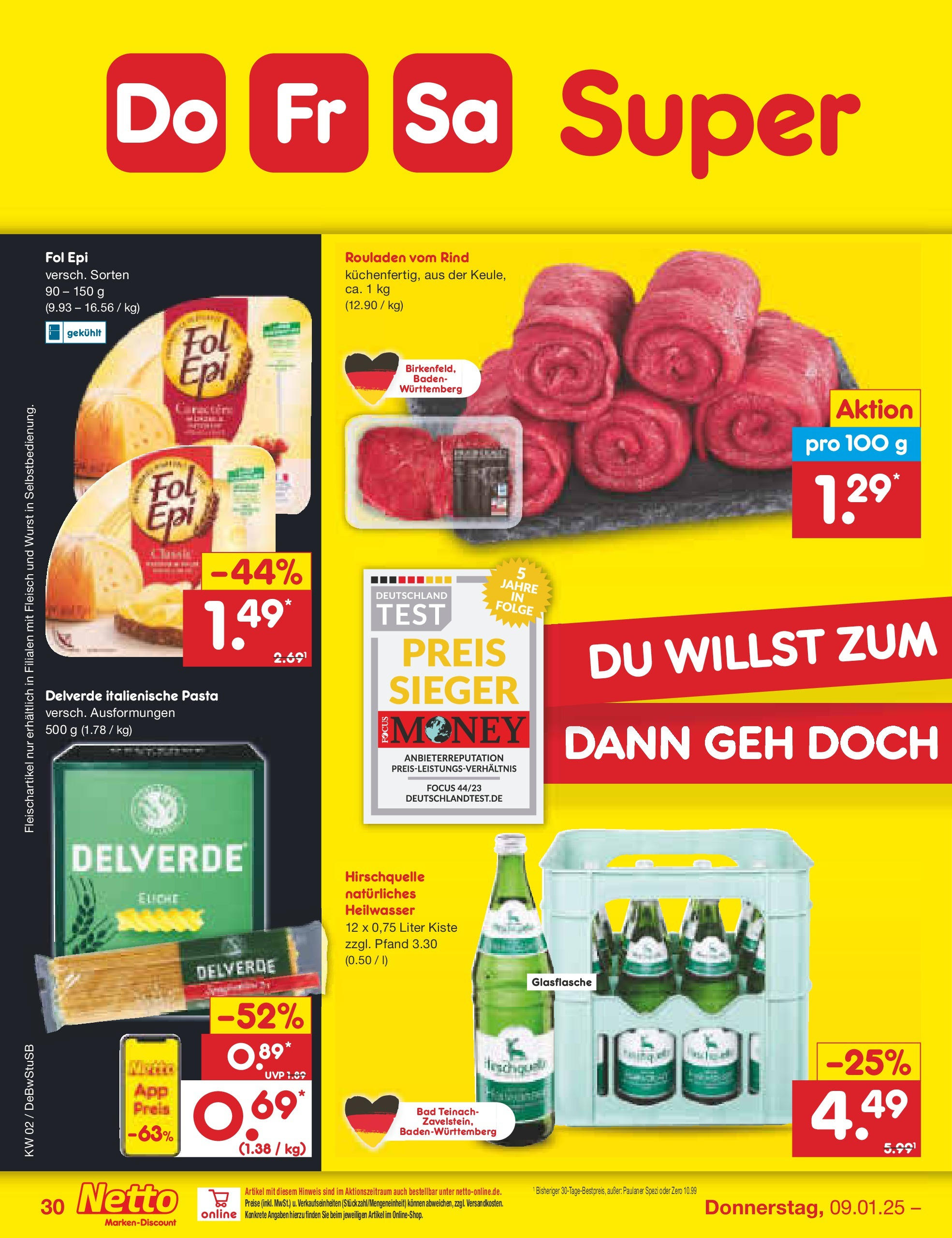 Netto Marken-Discount - Netto: Getränkeangebote (ab 06.01.2025) » Angebote | Seite: 44 | Produkte: Paulaner spezi, Bad, Fleisch, Paulaner