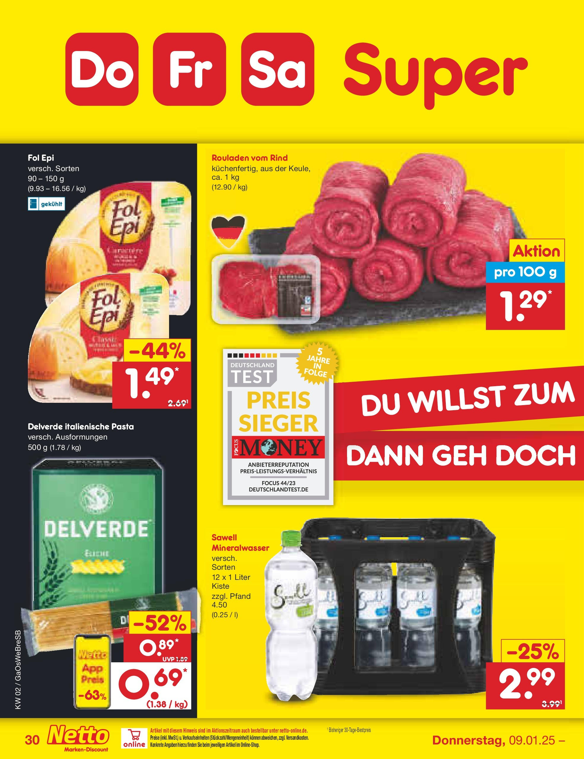 Netto Marken-Discount - Netto: Getränkeangebote (ab 06.01.2025) » Angebote | Seite: 44 | Produkte: Mineralwasser, Pasta