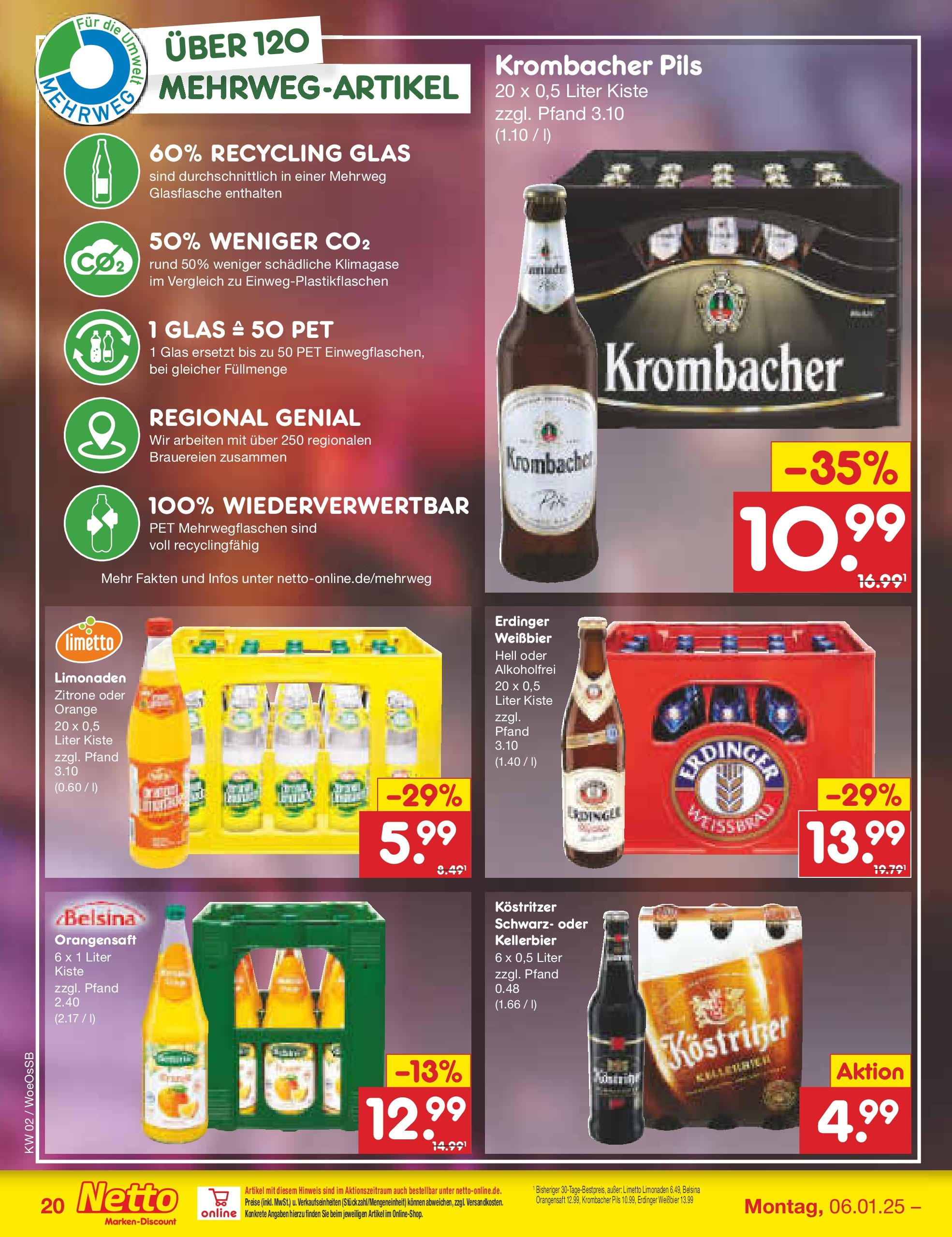 Netto Marken-Discount - Netto: Getränkeangebote (ab 06.01.2025) » Angebote | Seite: 28 | Produkte: Erdinger, Kostritzer, Zitrone, Krombacher