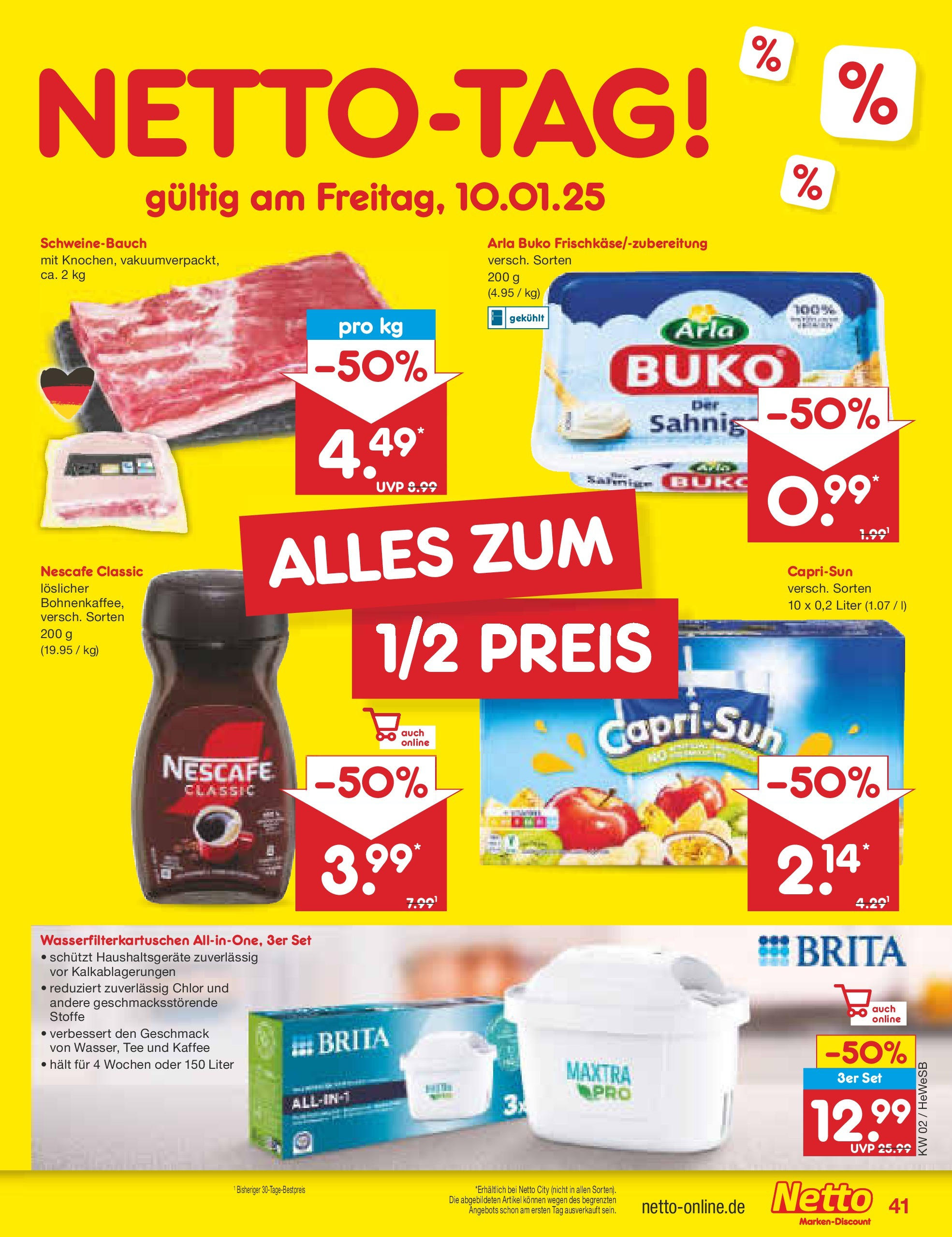 Netto Marken-Discount - Netto: Getränkeangebote (ab 06.01.2025) » Angebote | Seite: 57 | Produkte: Nescafe, Kaffee, Schweinebauch, Tee