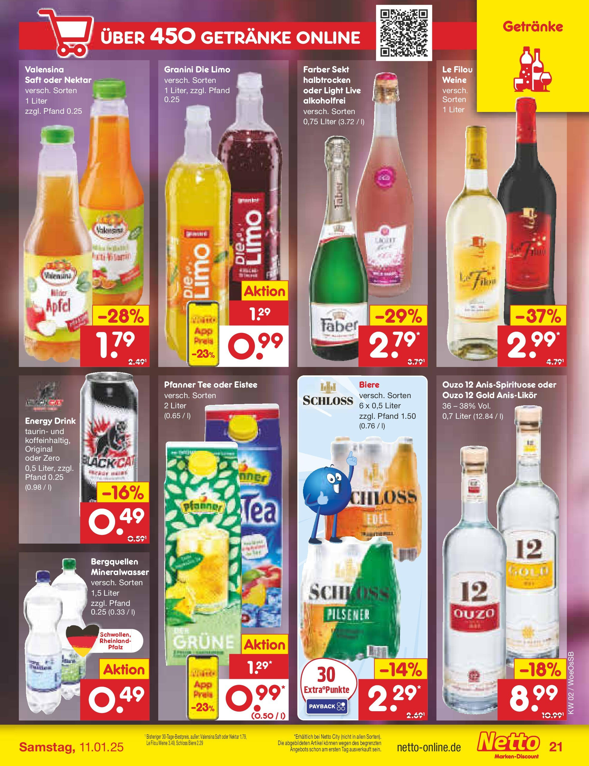 Netto Marken-Discount - Netto: Getränkeangebote (ab 06.01.2025) » Angebote | Seite: 29 | Produkte: Äpfel, Mineralwasser, Valensina, Tee