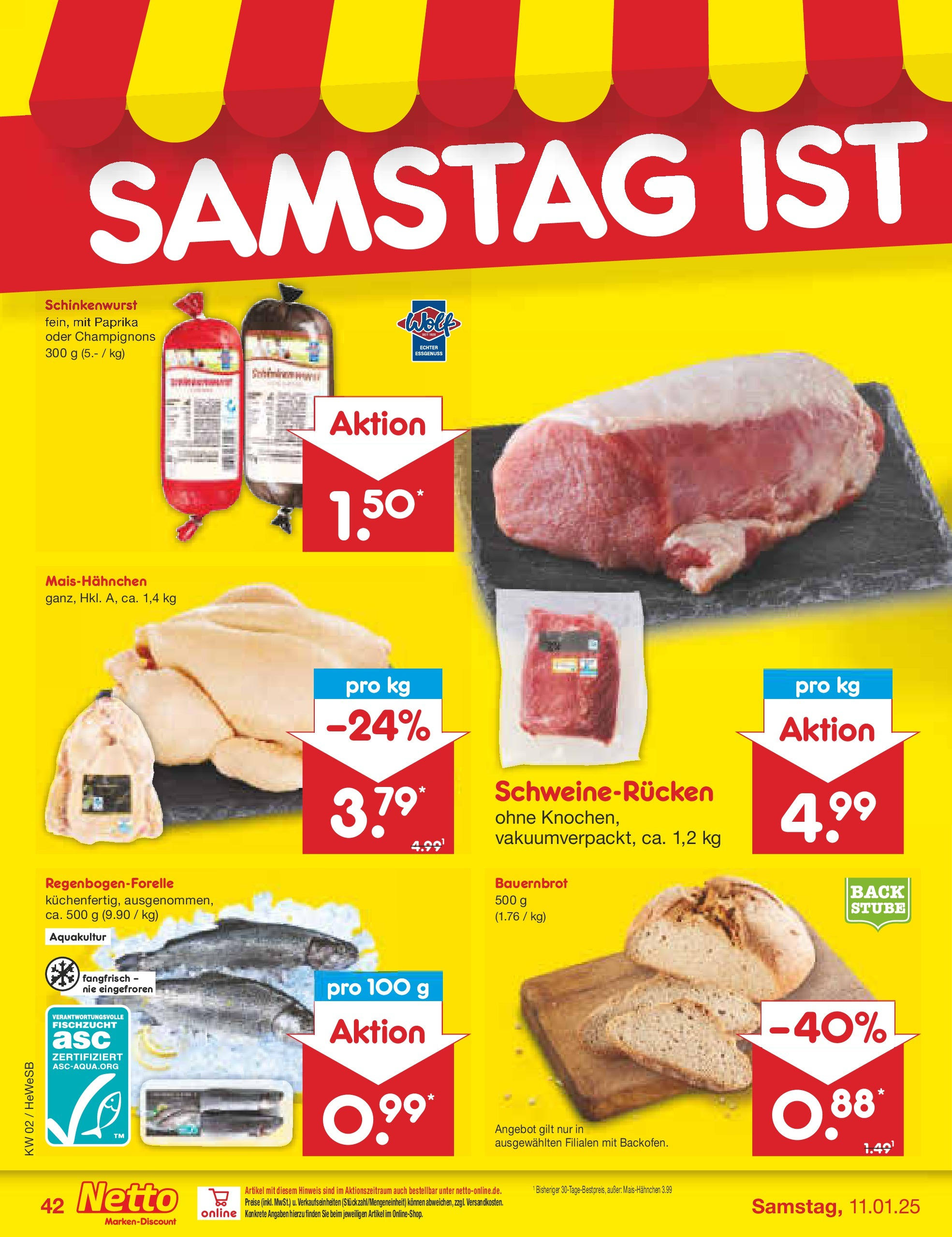 Netto Marken-Discount - Netto: Getränkeangebote (ab 06.01.2025) » Angebote | Seite: 58 | Produkte: Champignons, Paprika, Schweinerucken